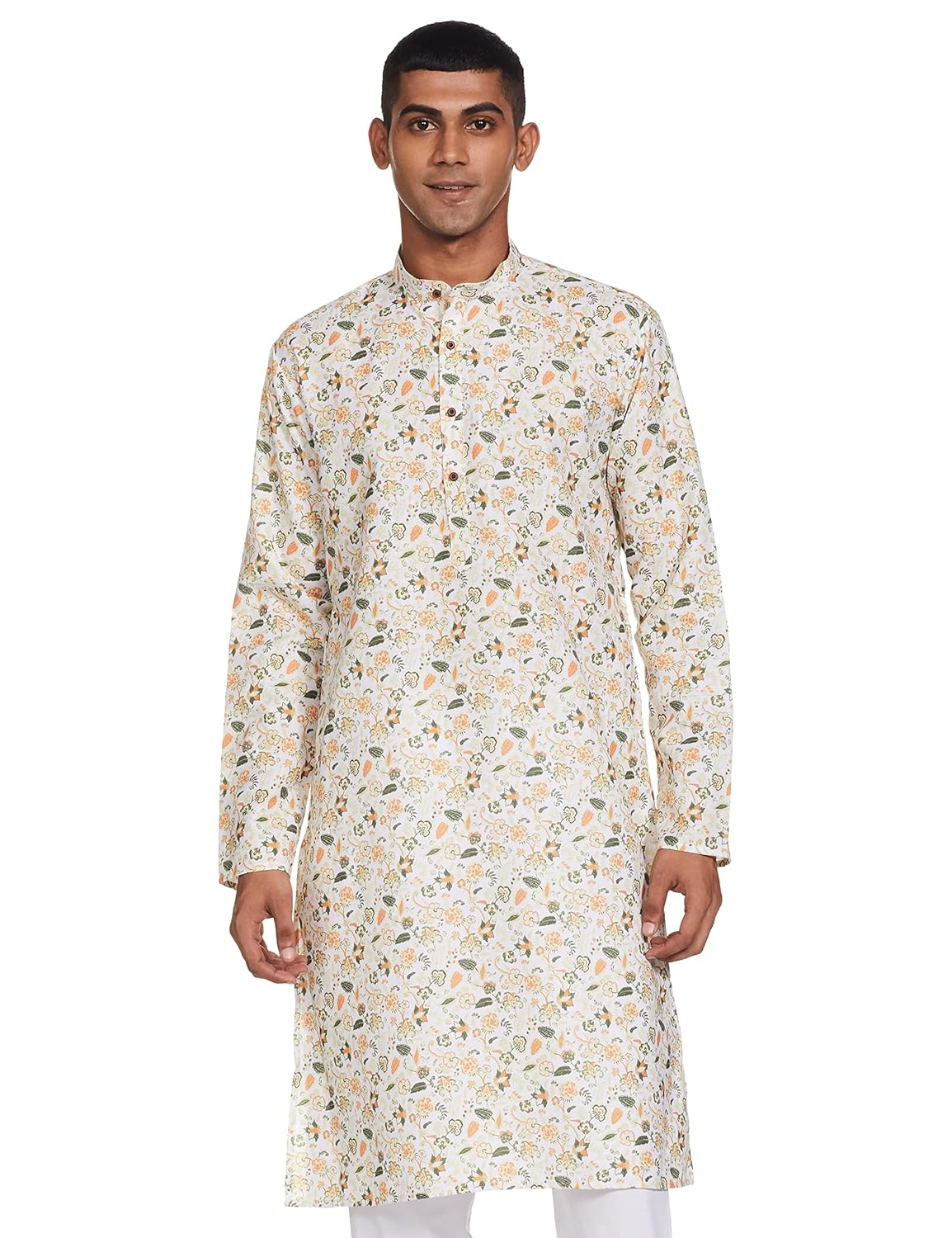 Luxrio Kurta for Men Cotton Blend Long Printed Straight Fit