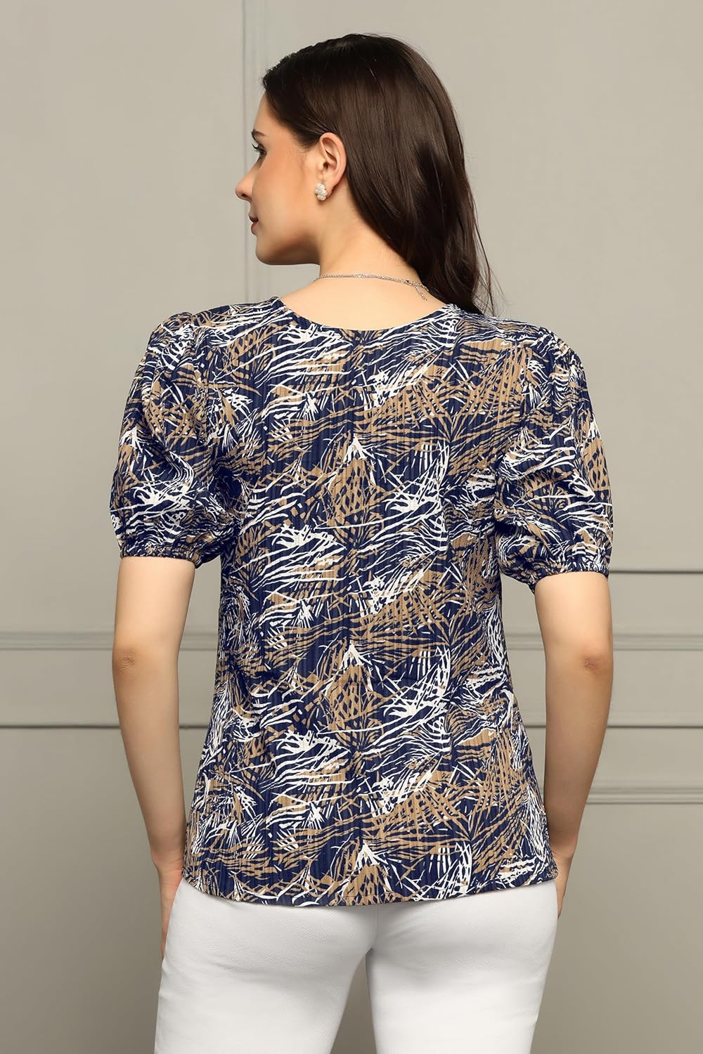 Fashion Dream Woman's Cotton Blend Abstract Printed Regular Fit Top - Casual Stylish Top for Women