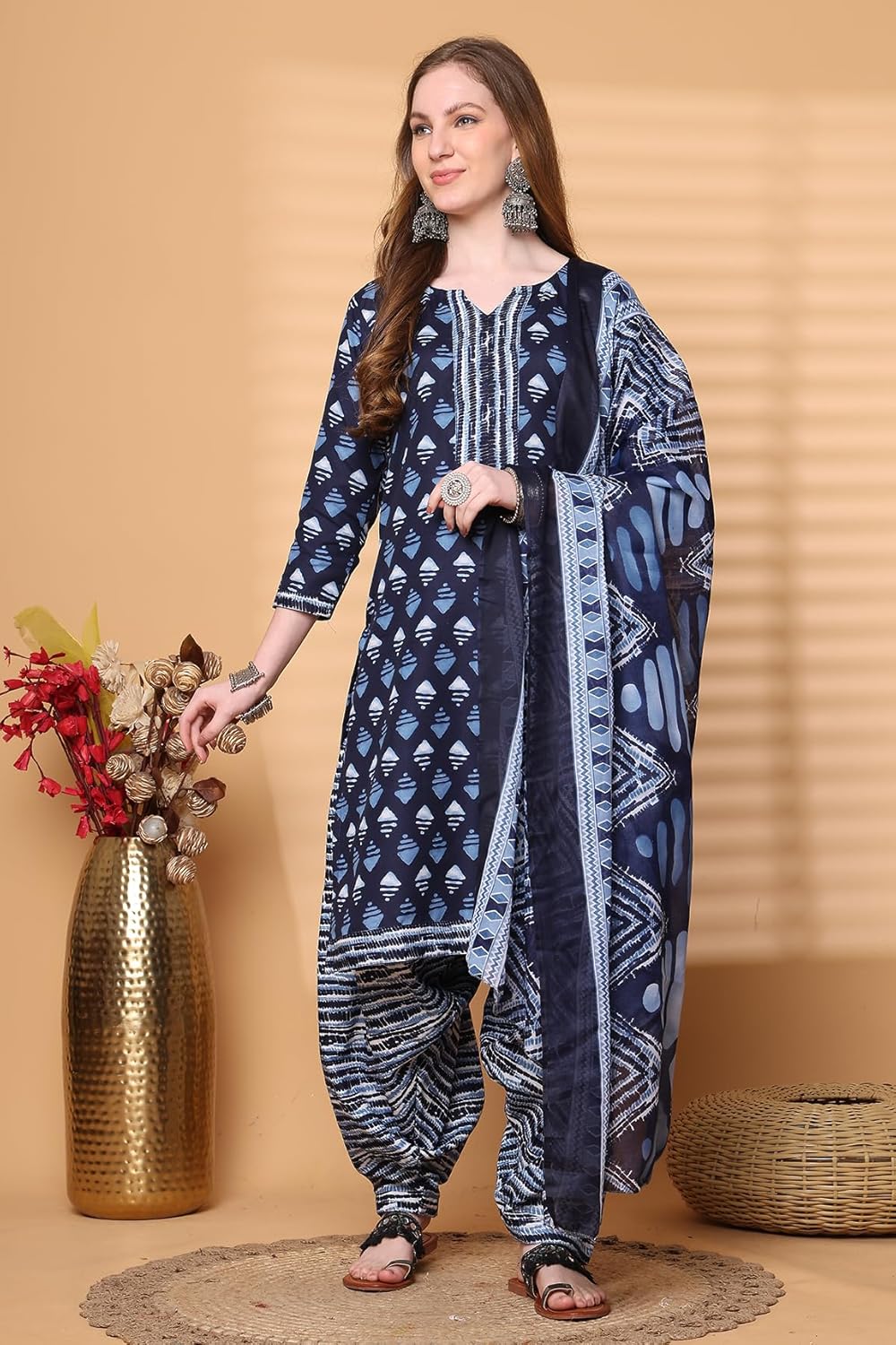 Rajnandini Women's Cotton Blend Salwar Suit Set