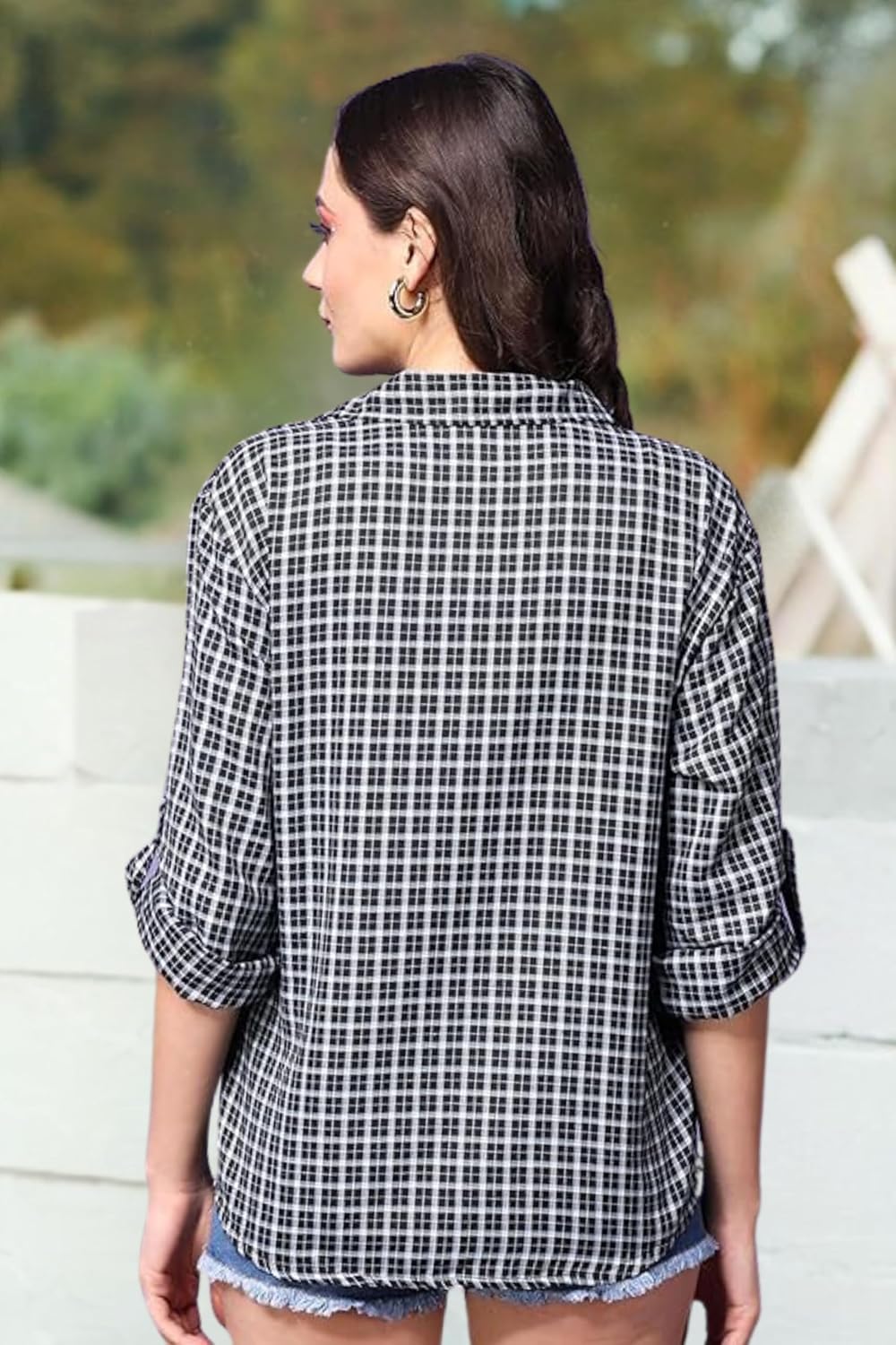POPWINGS Casual Checks Print Shirt for Women