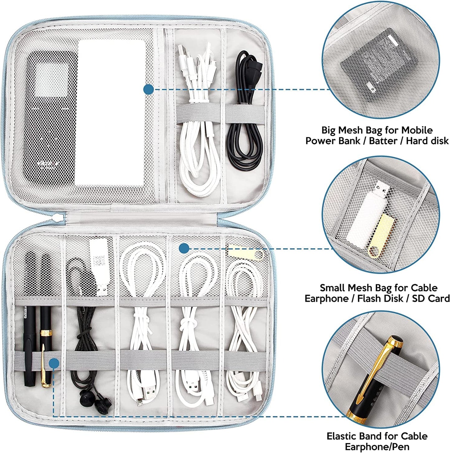 Electronics Organizer Bag Waterproof Carrying Pouch