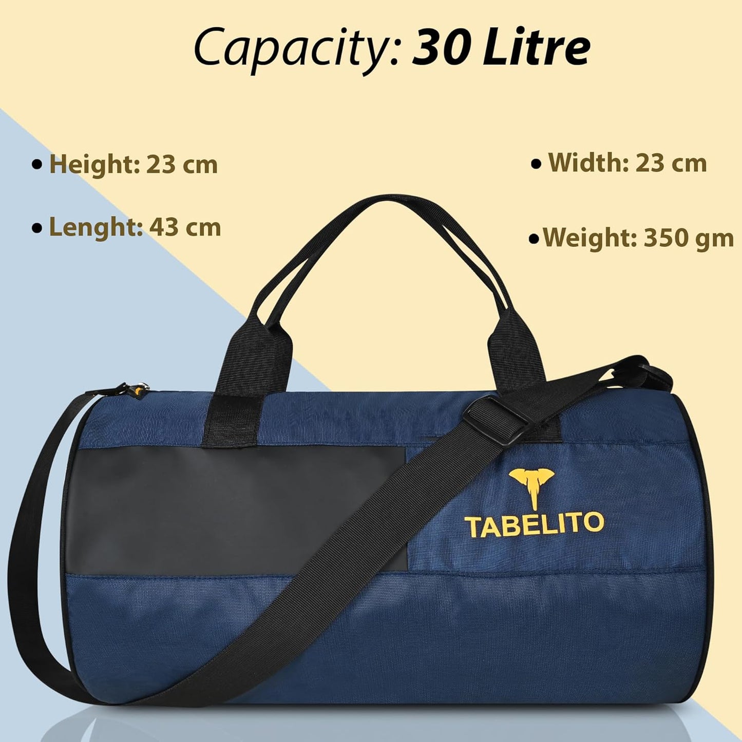 Tabelito Polyester Fitgrip Sports Duffle Gym Bag 30 Lit