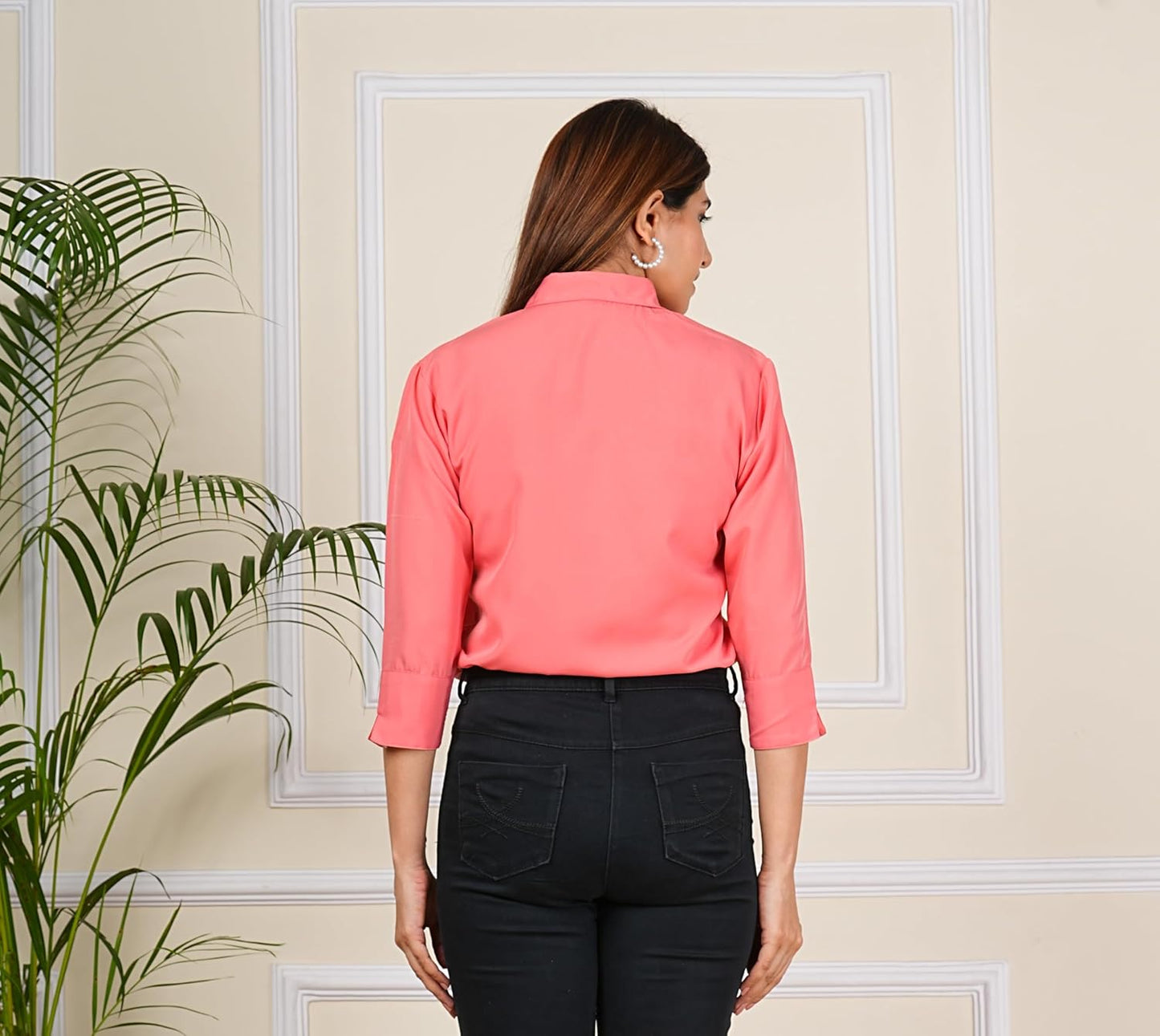 GM SARA Women's Polyester Stylish Regular Fit Button Down Plain Solid Formal Casual Shirts for Women Office Wear