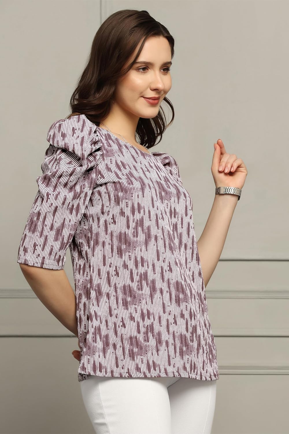 Fashion Dream Woman's Cotton Blend Abstract Printed Regular Fit Top - Casual Stylish Top for Women