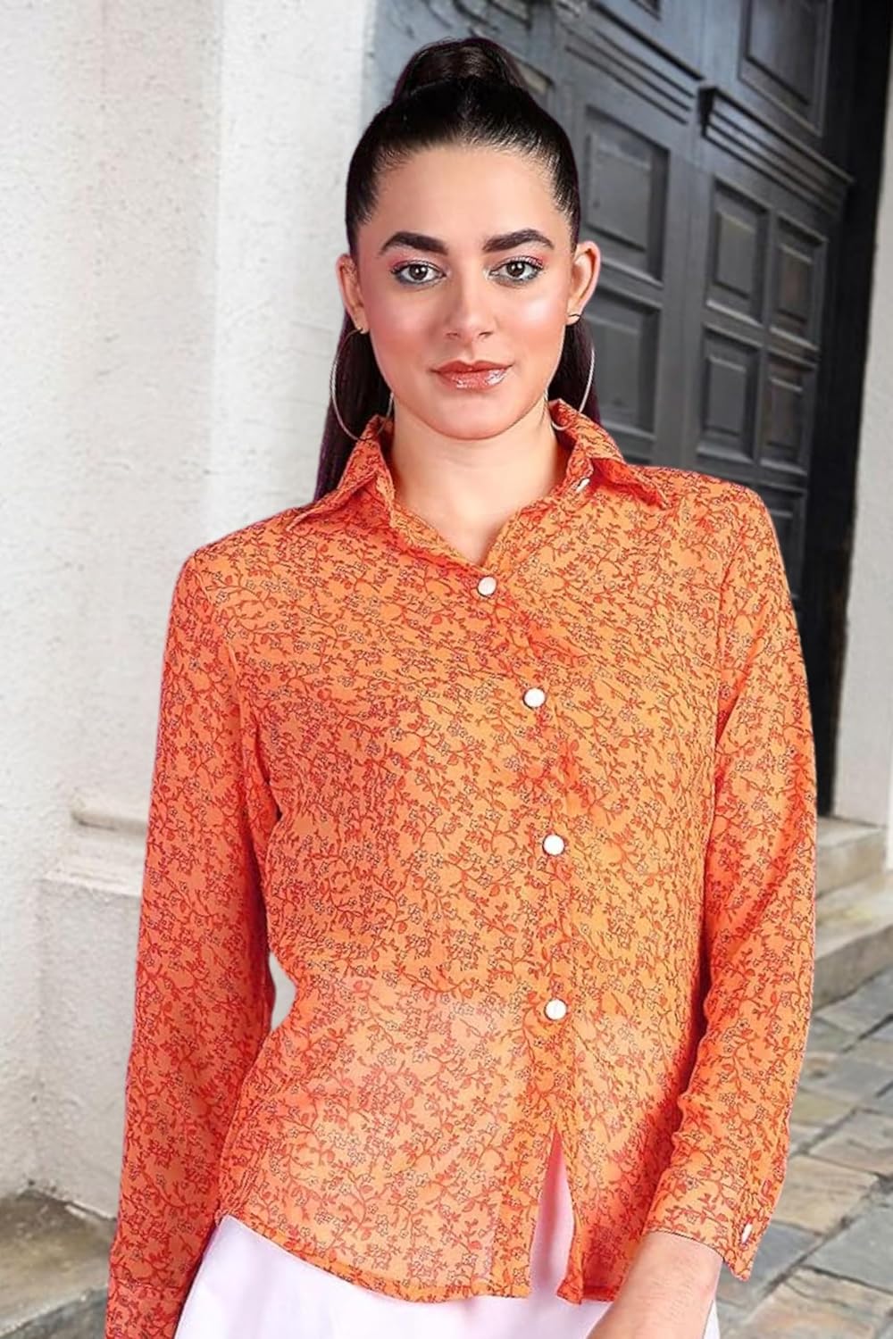 POPWINGS Printed Full-Sleeves Regular-Fit Polyester