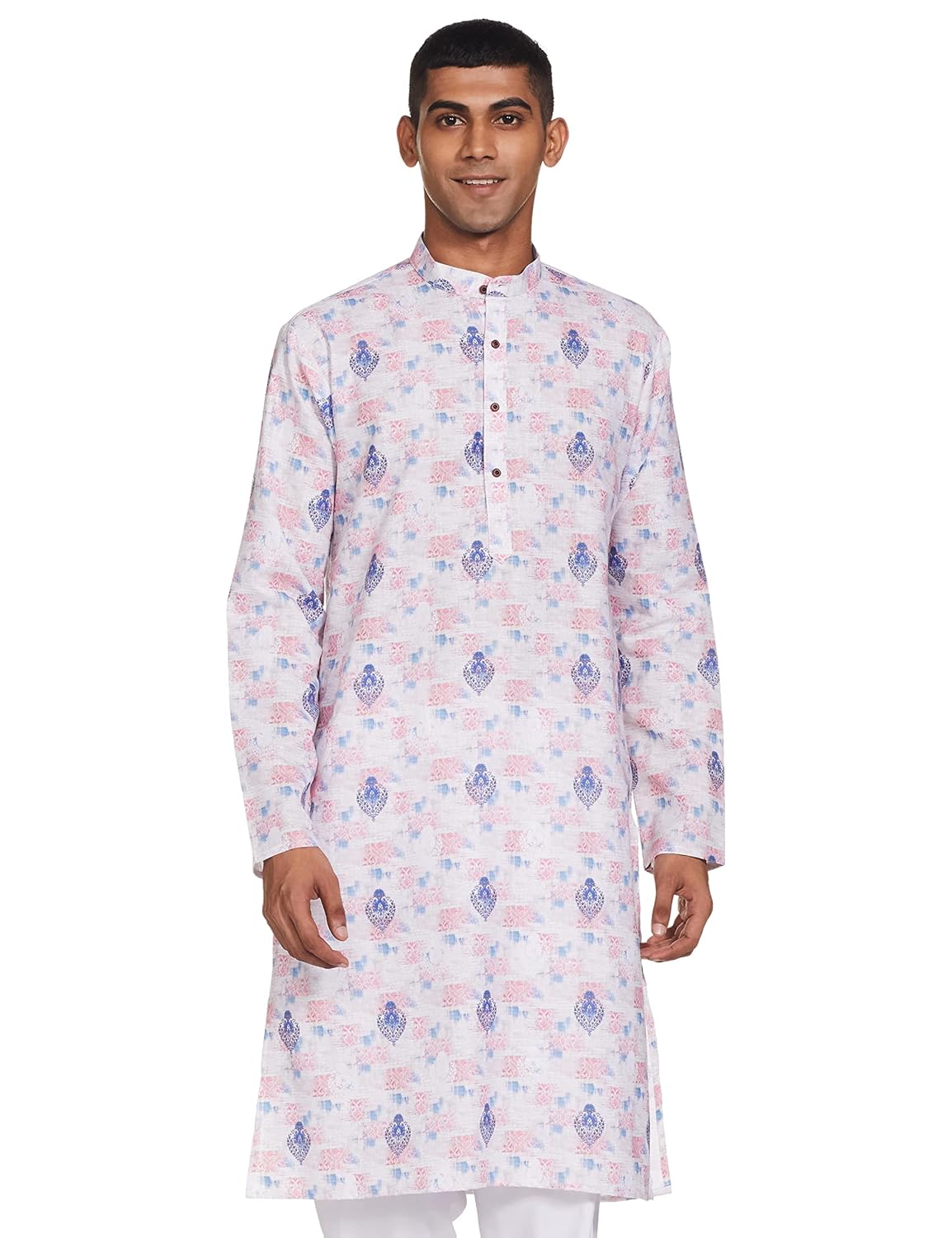 Luxrio Kurta for Men Cotton Blend Long Printed Straight Fit