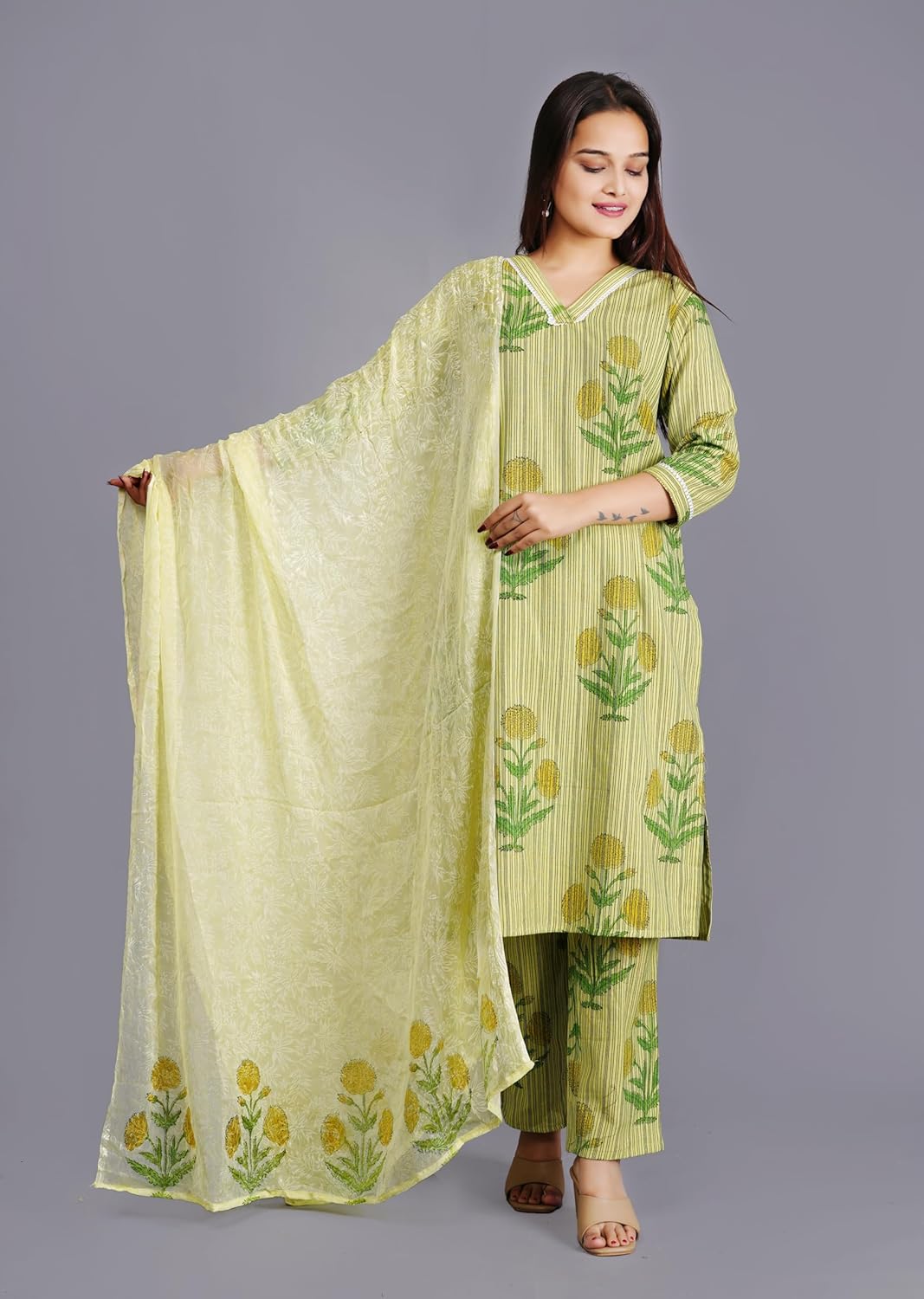 STYLISH TREND Cotton Floral Printed Kurta Set