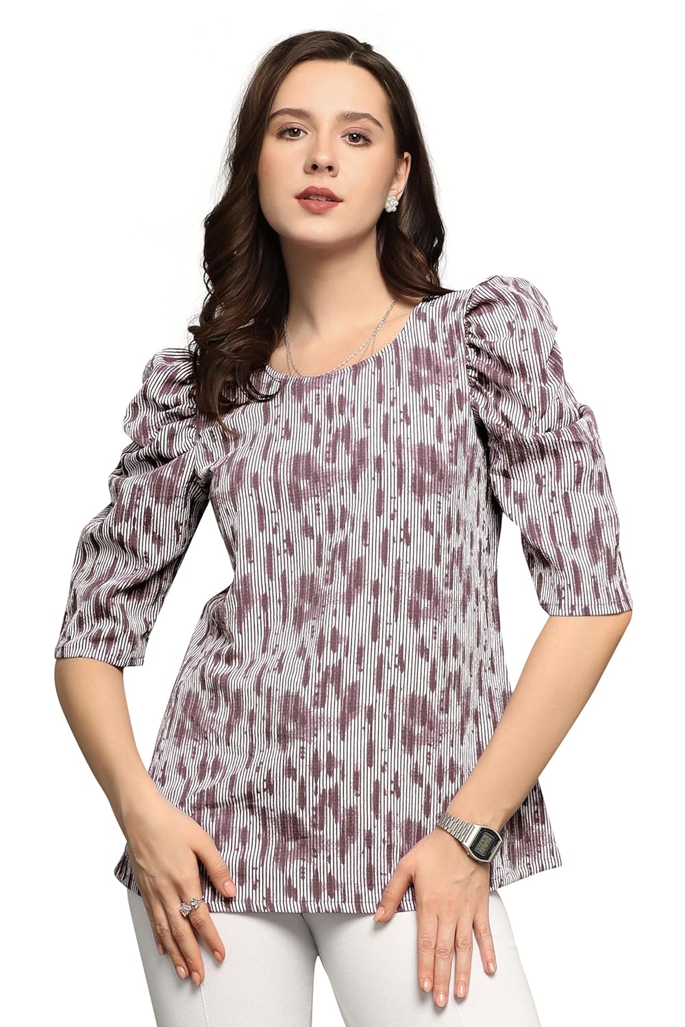 Fashion Dream Woman's Cotton Blend Abstract Printed Regular Fit Top - Casual Stylish Top for Women