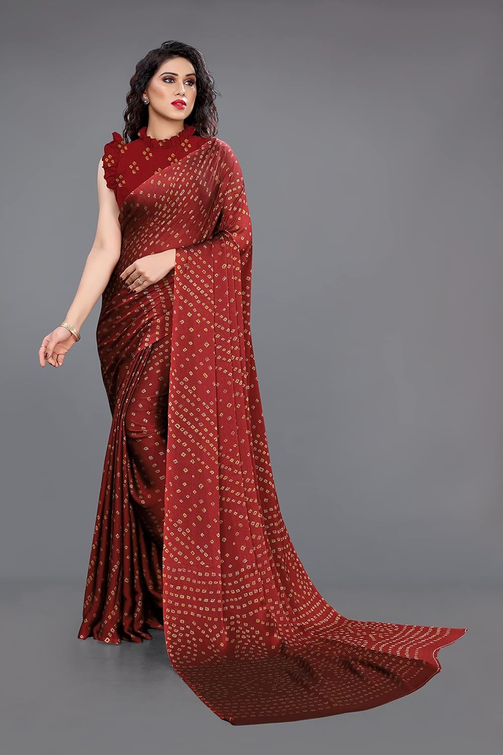 Women's Design Printed Saree with Blouse Piece