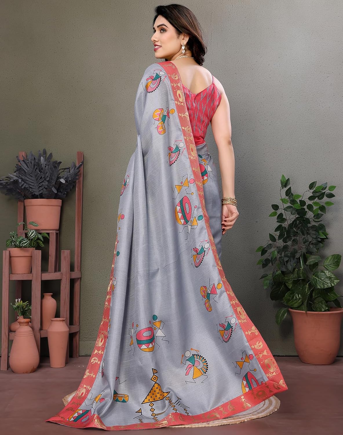 Yashika Women's Printed Kalamkari Art Silk Saree
