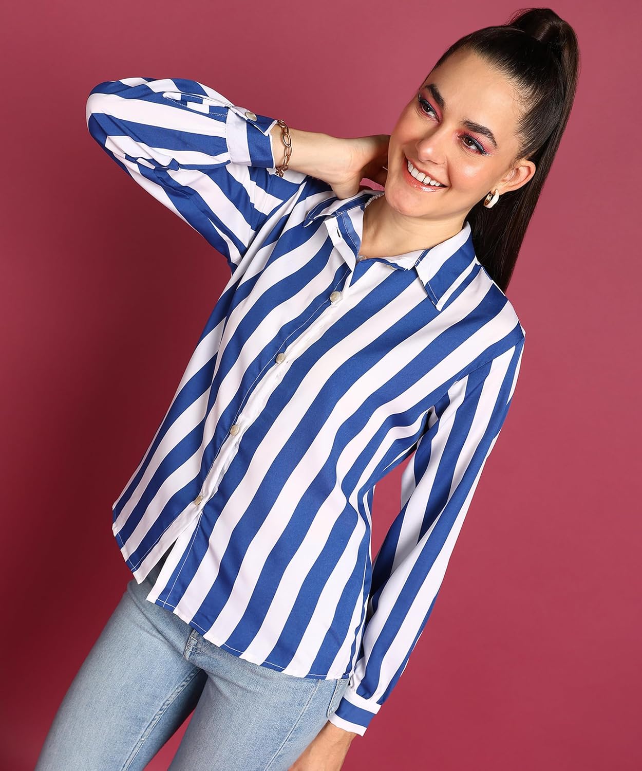 POPWINGS Printed Full-Sleeves Regular-Fit Polyester