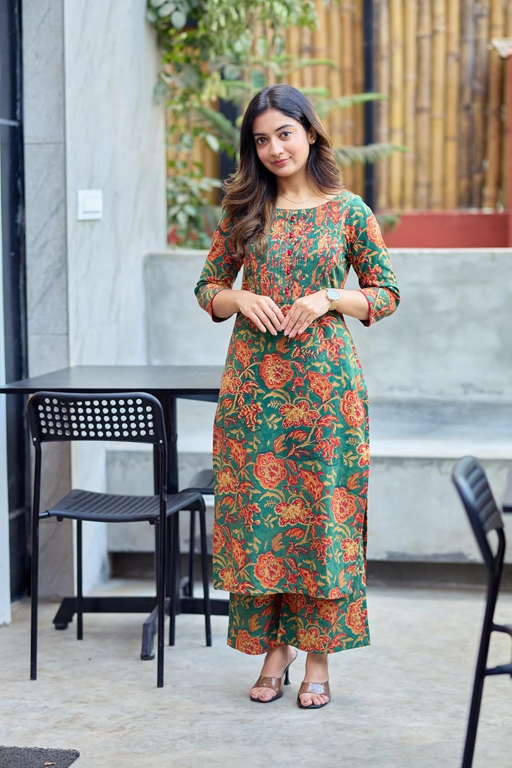Women's Rayon Viscose Straight Printed Kurta with Pant