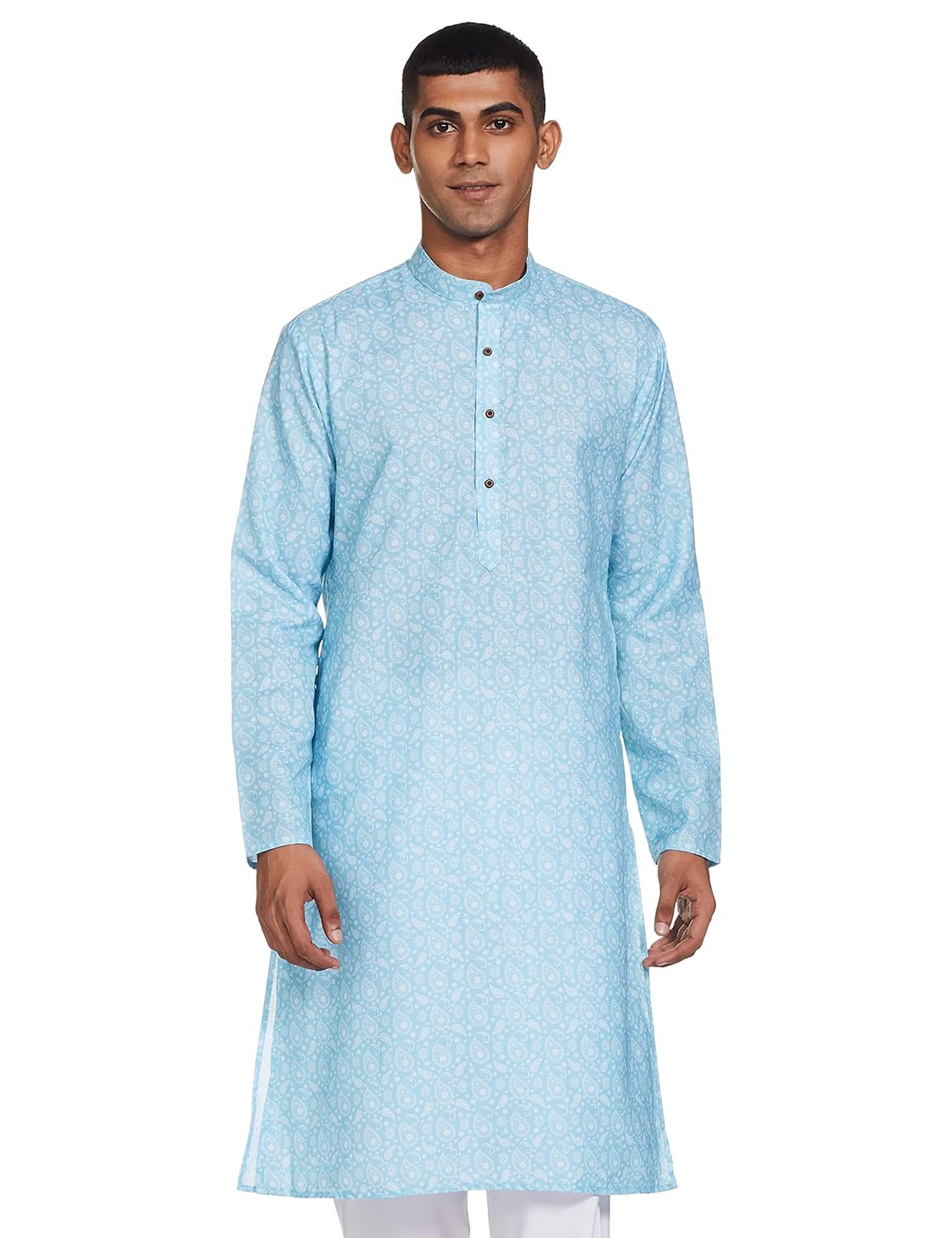 Luxrio Kurta for Men Cotton Blend Long Printed Straight Fit