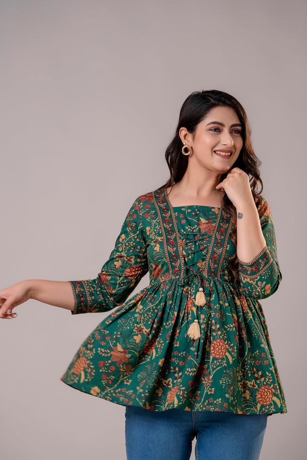 FASHION YANTRA Womens Printed Embroidery Top
