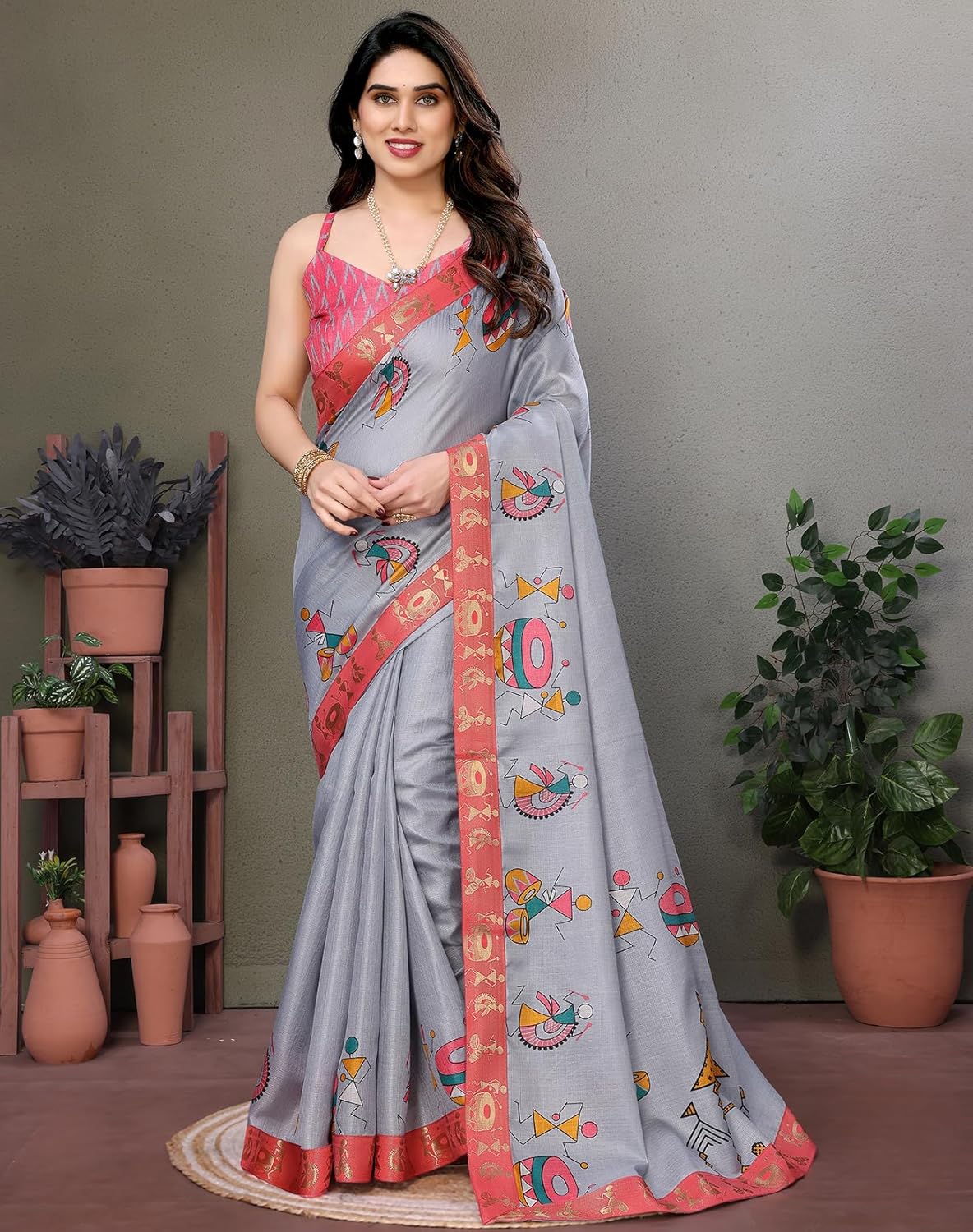 Yashika Women's Printed Kalamkari Art Silk Saree