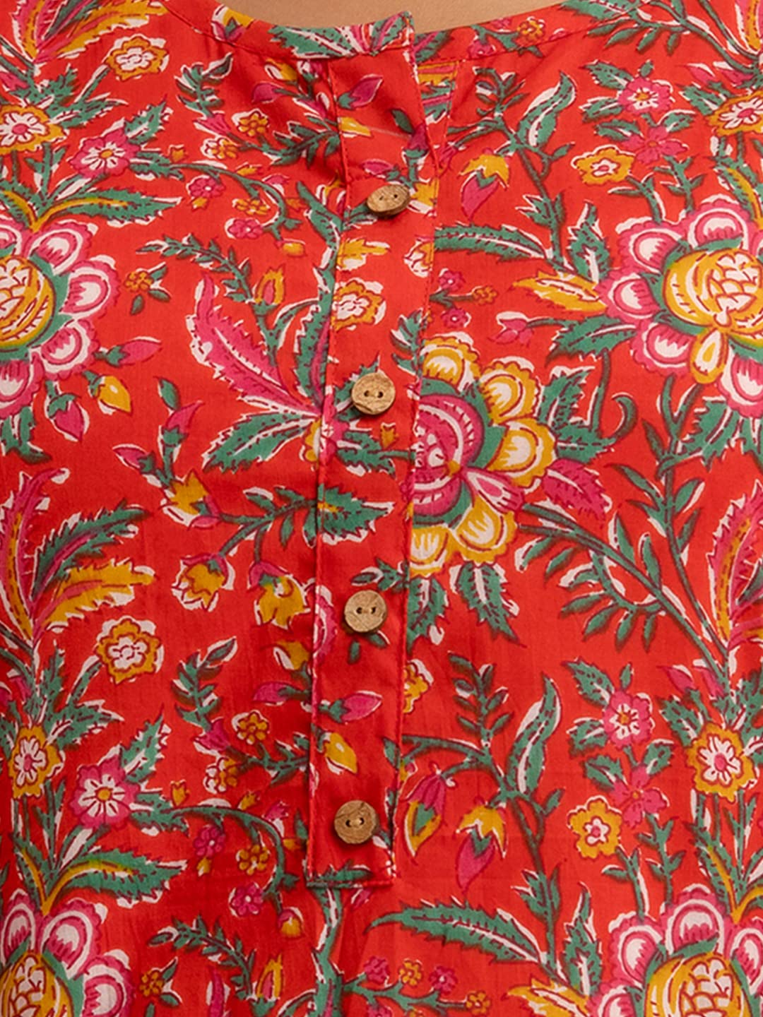 feranoid Women Cotton Printed Straight Short Kurti