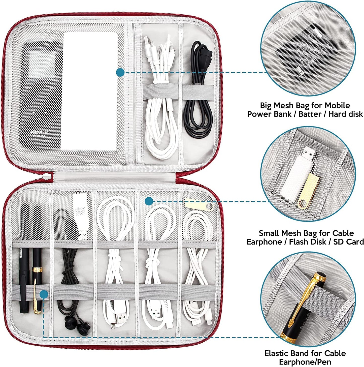 Electronics Organizer Bag Waterproof Carrying Pouch