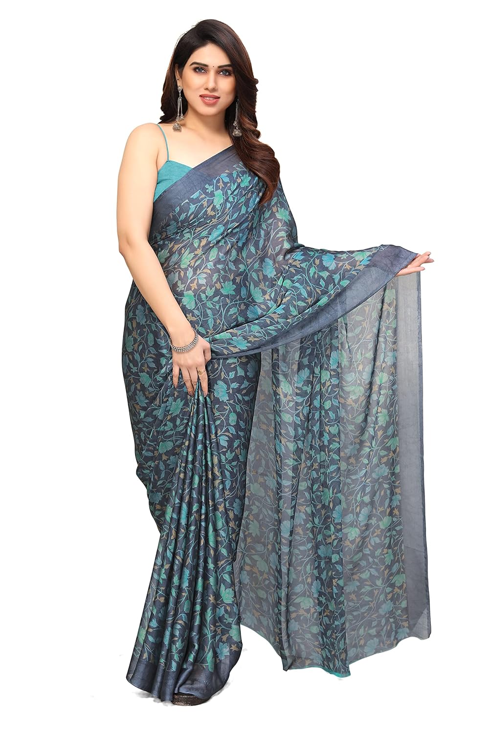 Women's Chiffon Floral Printed Saree with Blouse Piece