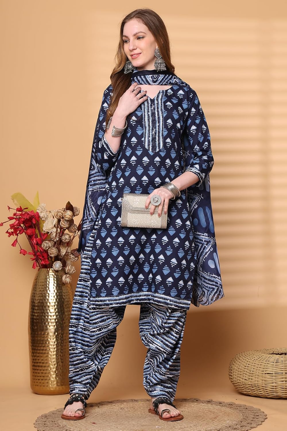 Rajnandini Women's Cotton Blend Salwar Suit Set