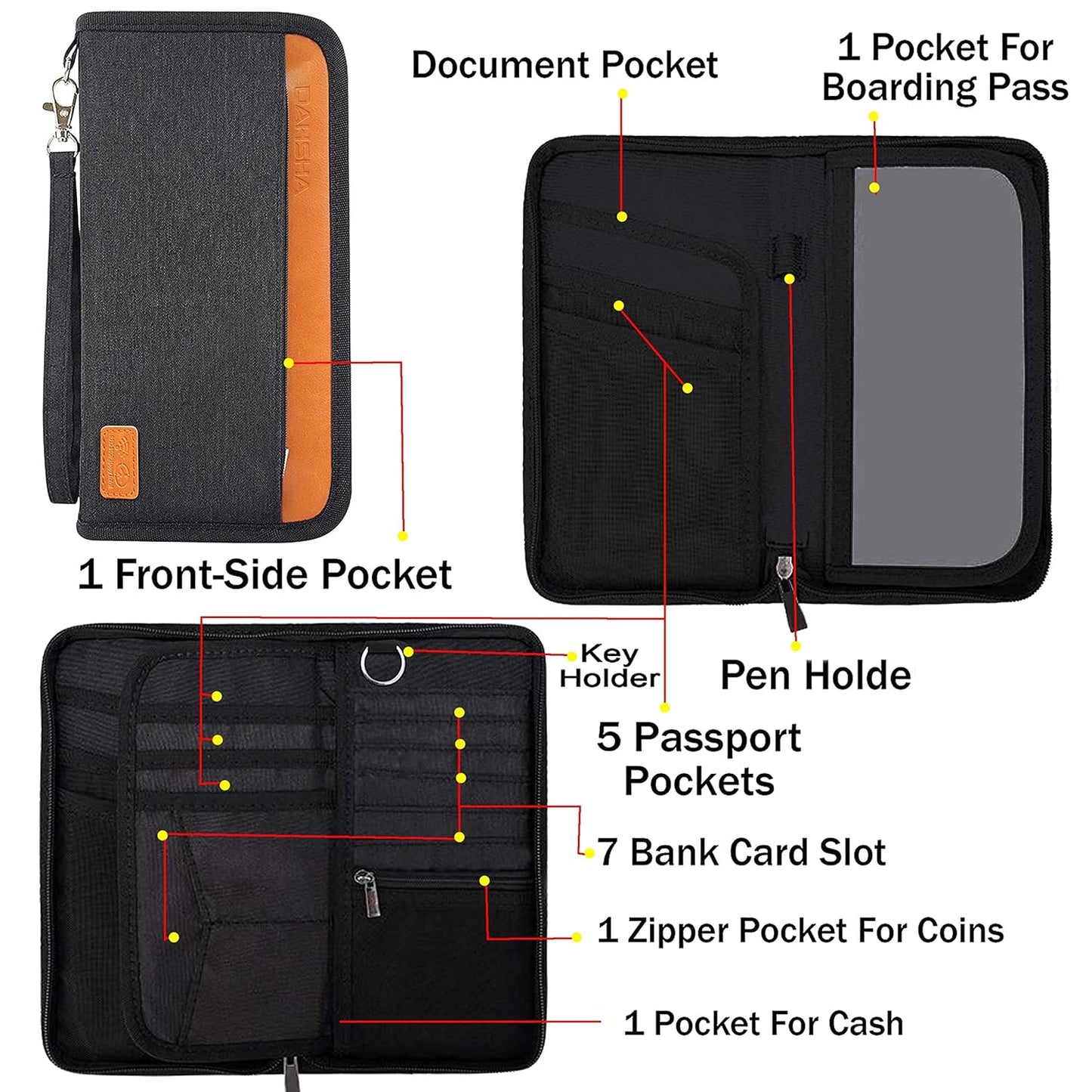 DAHSHA Fabric Travel Family Passport Holder Card