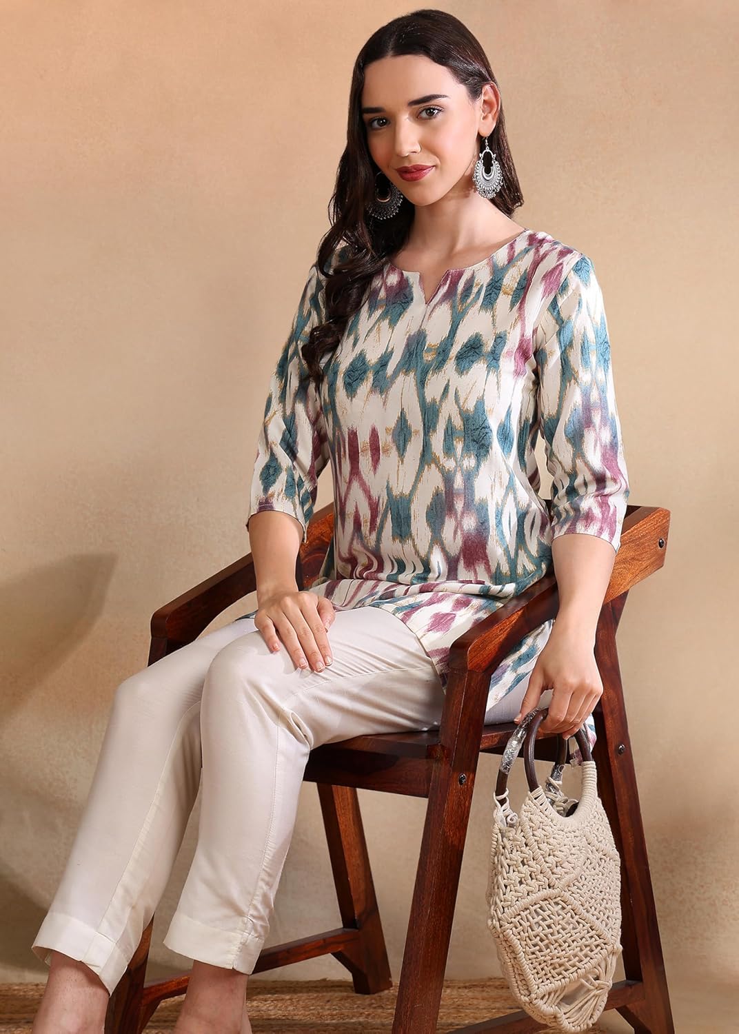 AAYLA Floral Print Poly Rayon Short Kurti