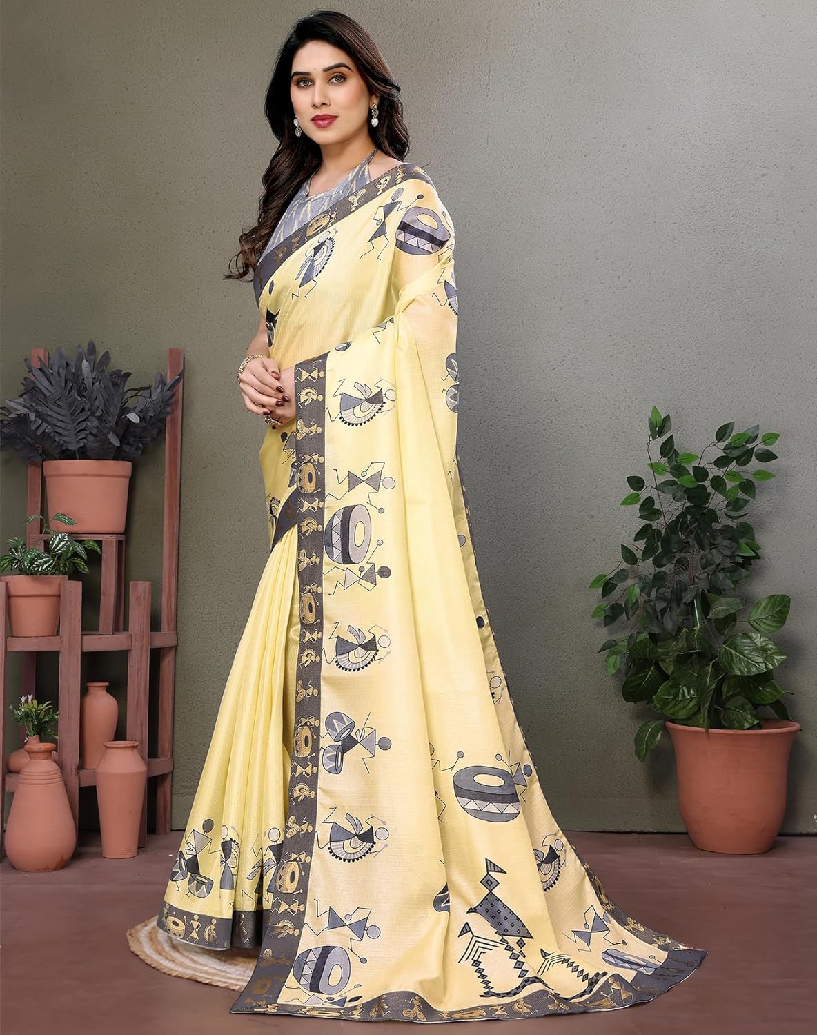 Yashika Women's Printed Kalamkari Art Silk Saree