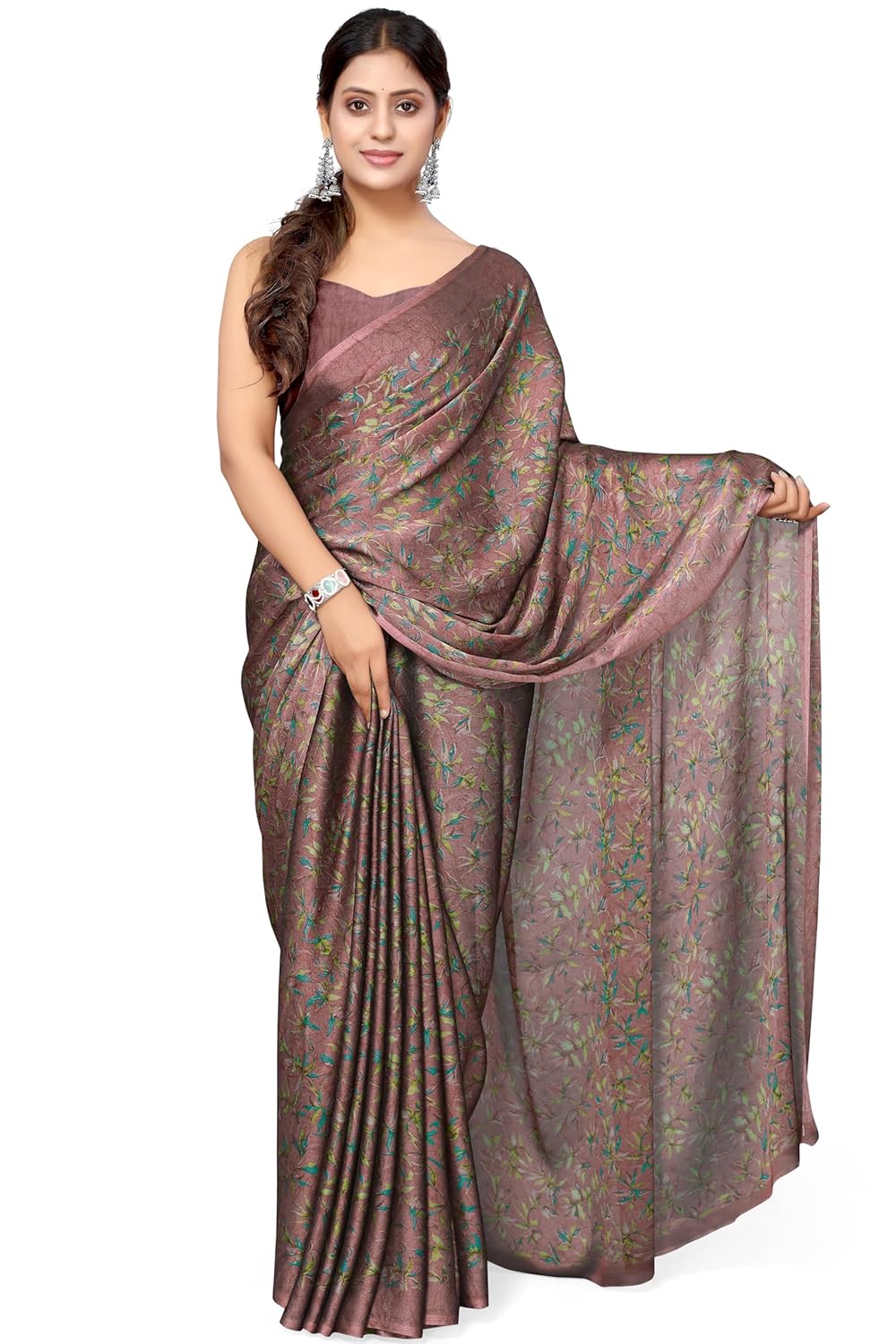 Women's Chiffon Floral Printed Saree with Blouse Piece
