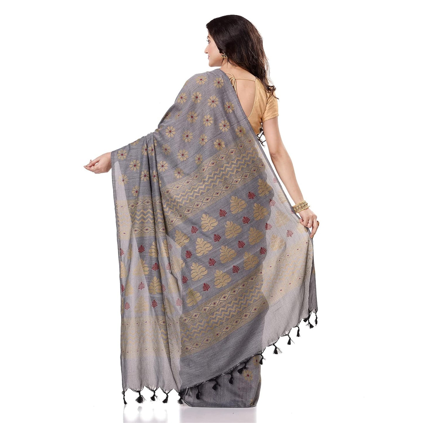 Women`sl Tant Work Design Soft Saree With Blouse Piece
