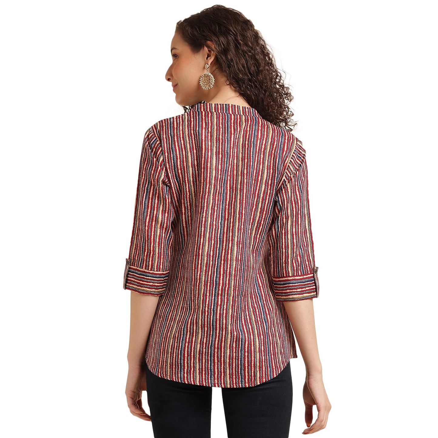 NAINVISH Tops for Women Printed Regular Fit Shirt Top for Women|Tops for Women Stylish Latest|Office Wear Tops for Women|Cotton Blend Tops for Women