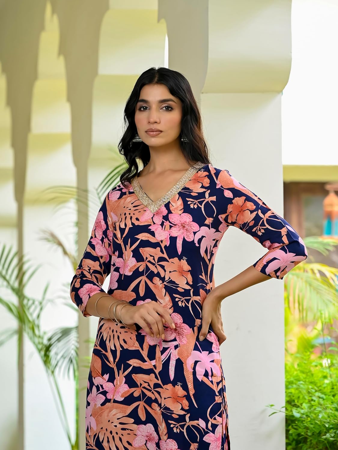 ANNI DESIGNER Women's Rayon Blend Kurta with Palazzo