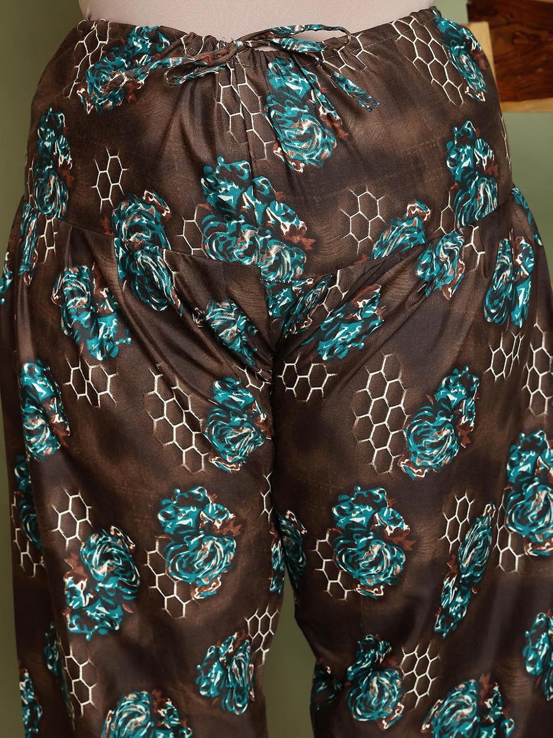 Royal Export Women's Floral Printed Beige Cotton Blend