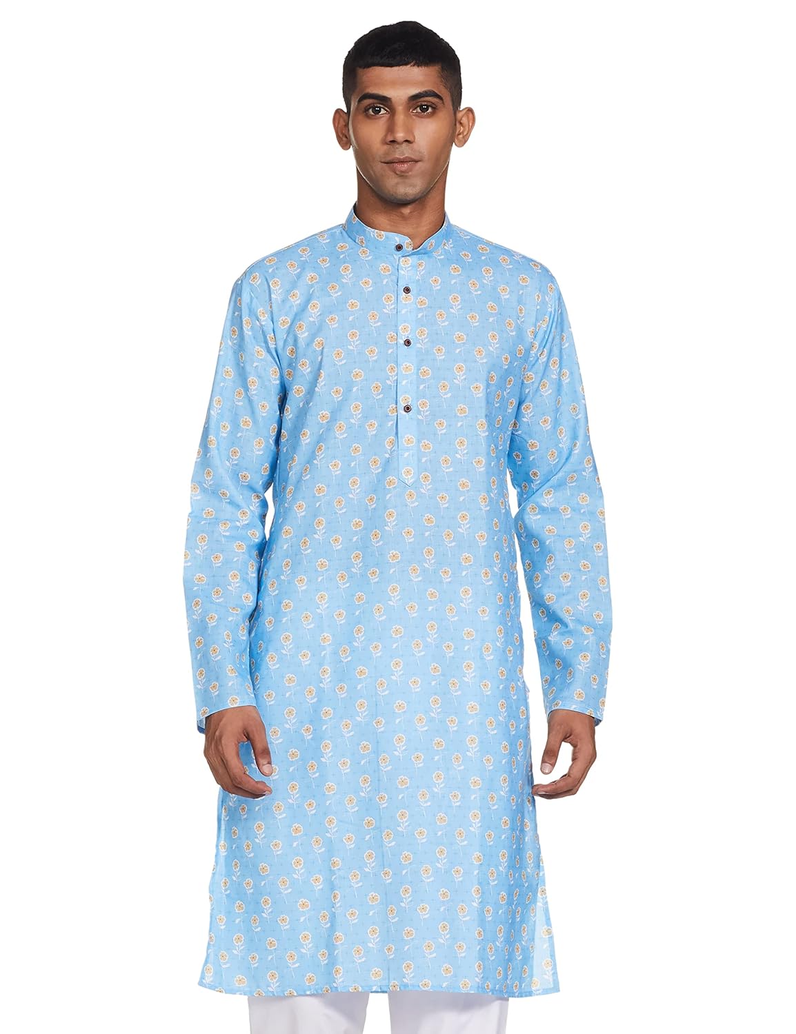 Luxrio Kurta for Men Cotton Blend Long Printed Straight Fit