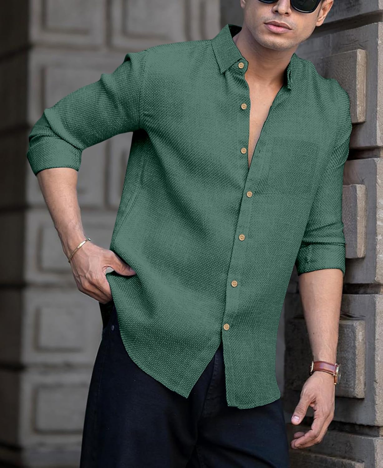 RAIZAX Men Linen Cotton Full Sleeve Shirt for Man