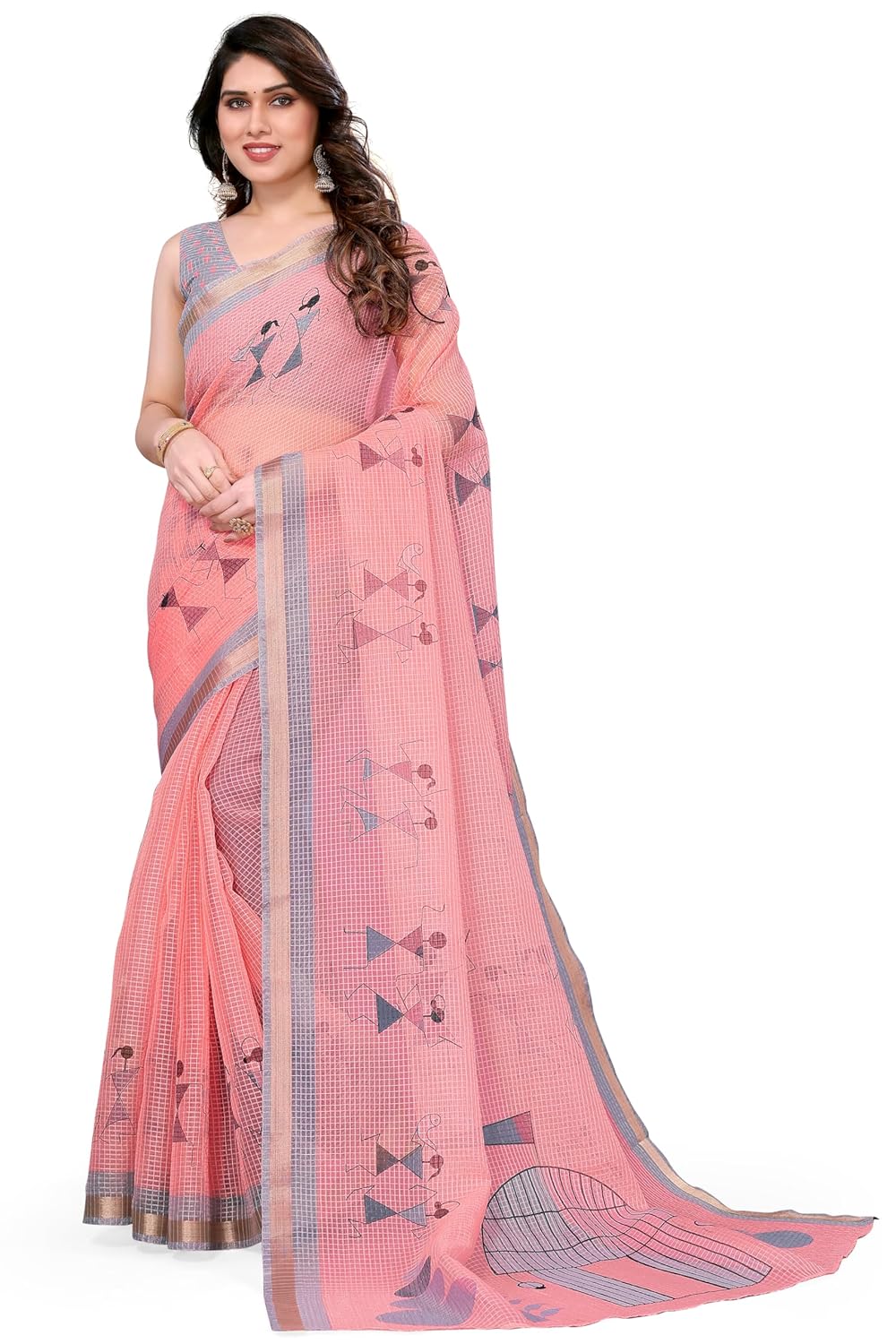 Women's Kota Floral Printed Saree with Blouse Piece