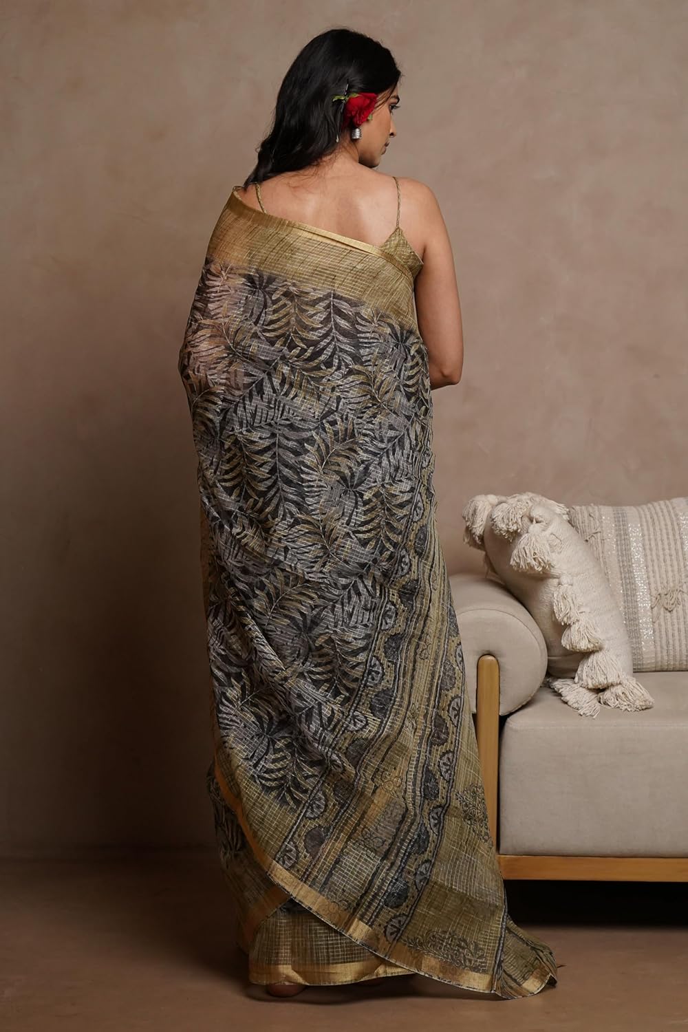 KotaDoriaPolyester Mix Leaf Floral Printed Saree