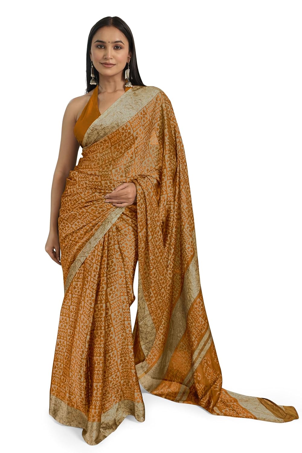 Women's Chiffon Batik Printed Saree with Blouse Piece