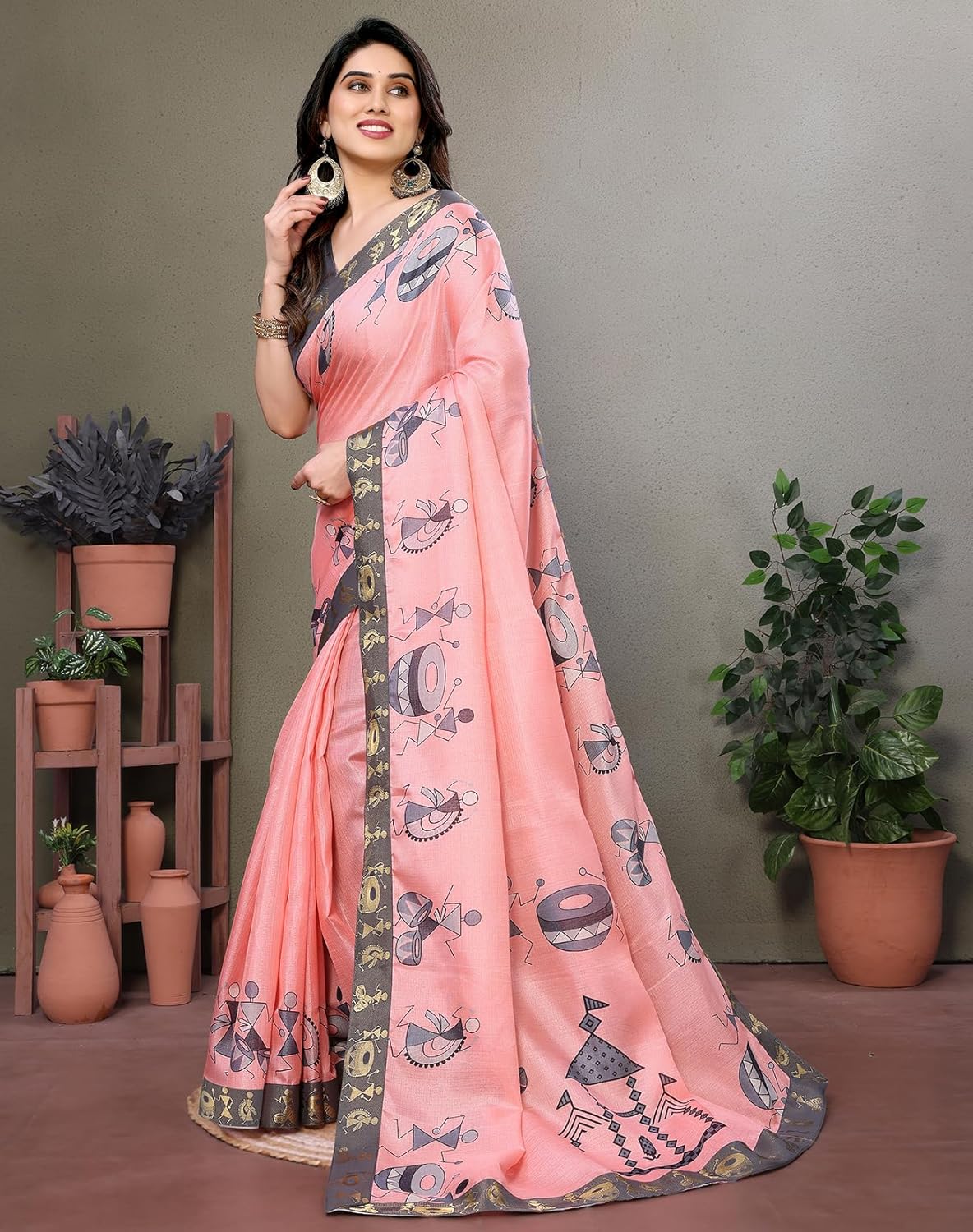 Yashika Women's Printed Kalamkari Art Silk Saree