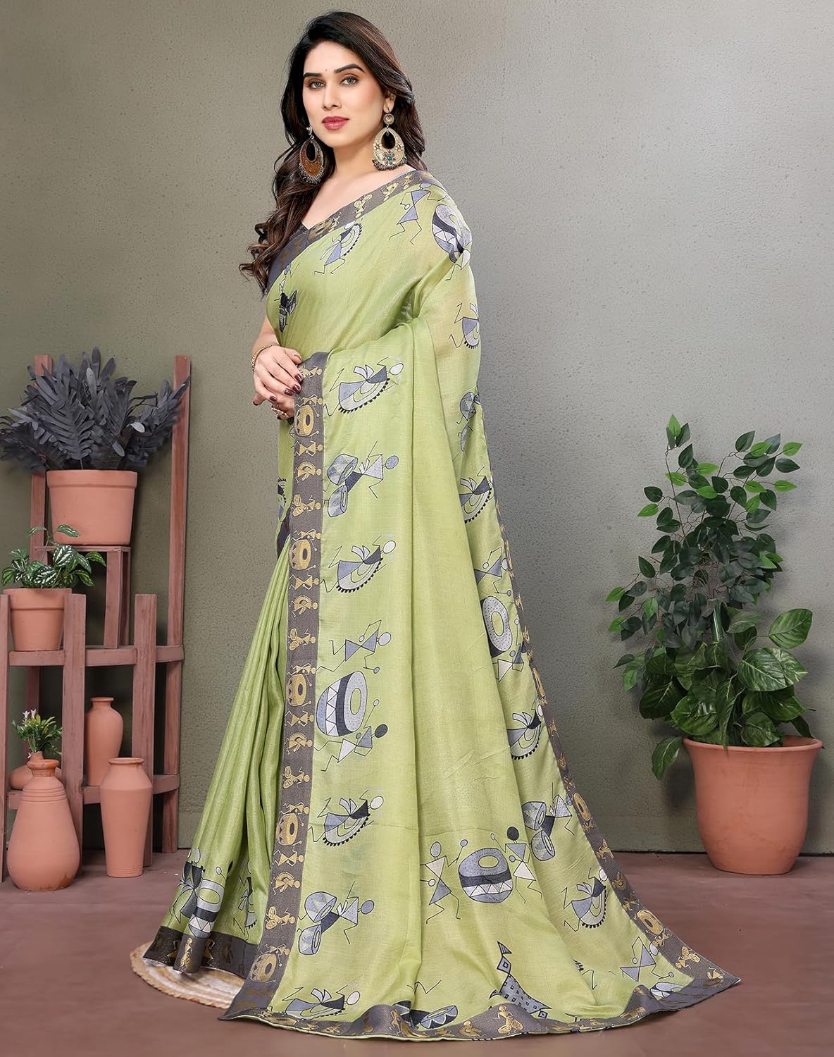 Yashika Women's Printed Kalamkari Art Silk Saree