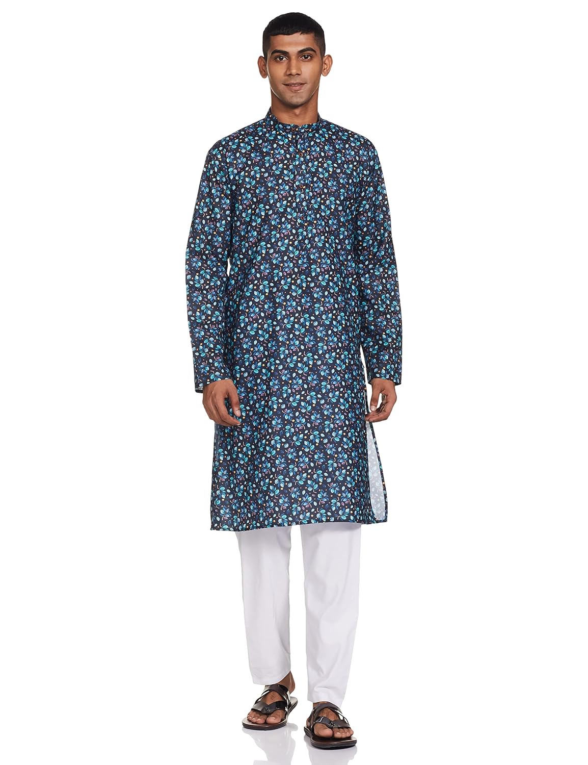 Luxrio Kurta for Men Cotton Blend Long Printed Straight Fit