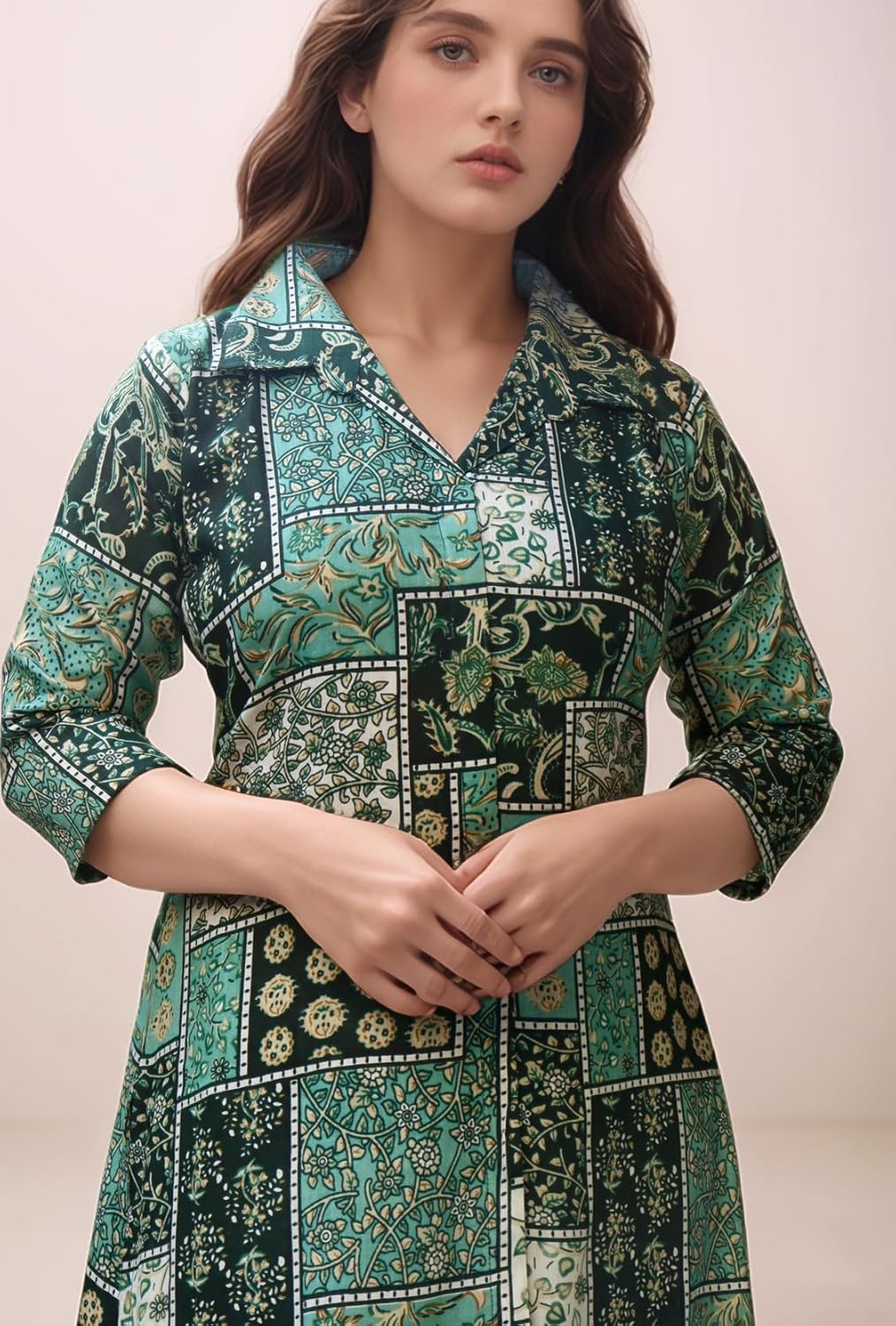 Women's Cotton Blend Floral Printed A-line Kurta