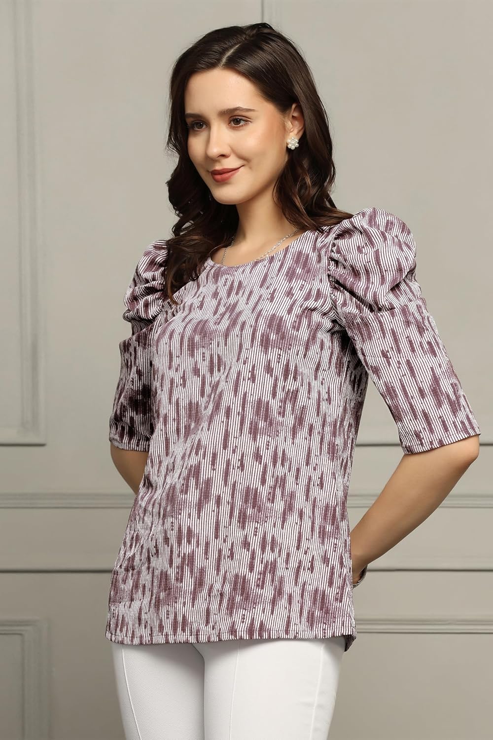 Fashion Dream Woman's Cotton Blend Abstract Printed Regular Fit Top - Casual Stylish Top for Women