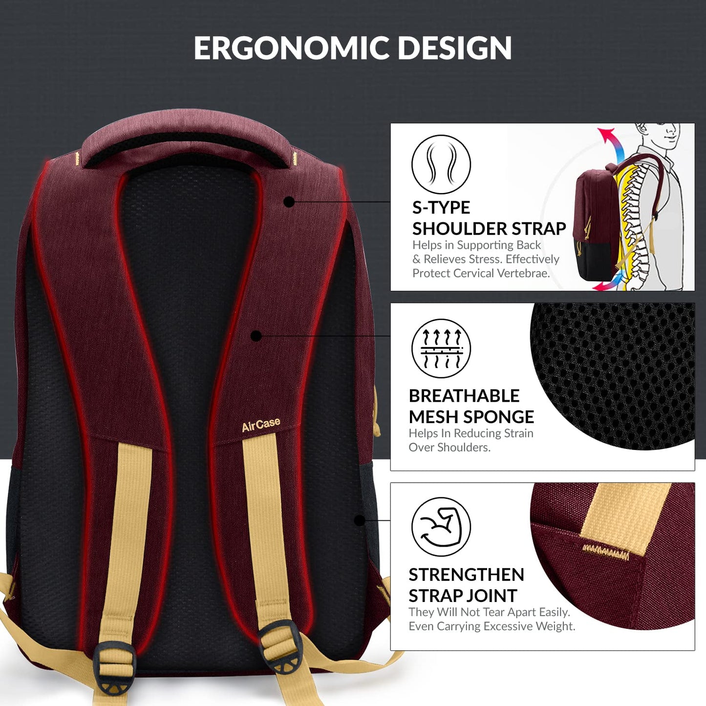 AirCase Casual Water resistant Laptop Backpack - alphahostel.in