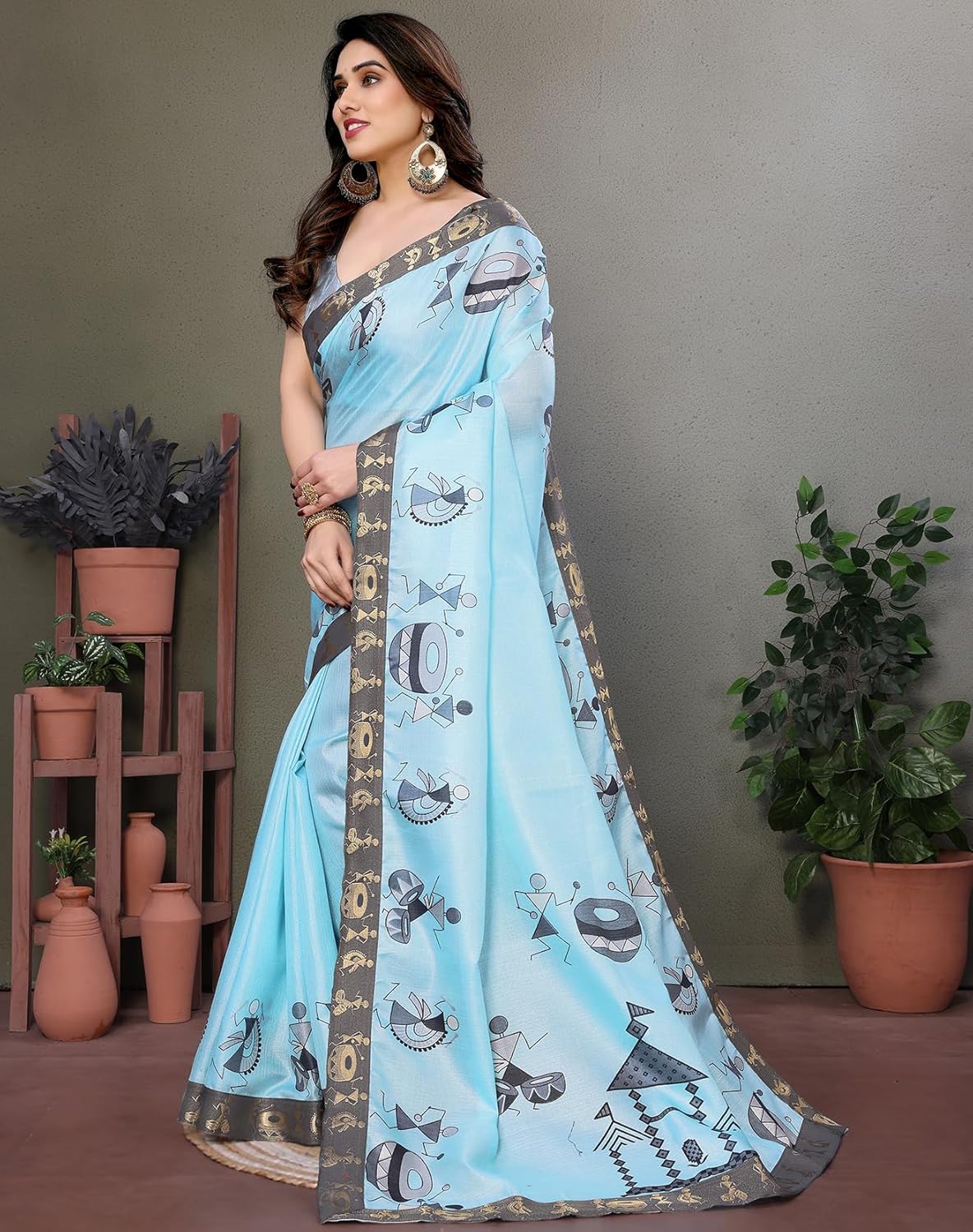 Yashika Women's Printed Kalamkari Art Silk Saree