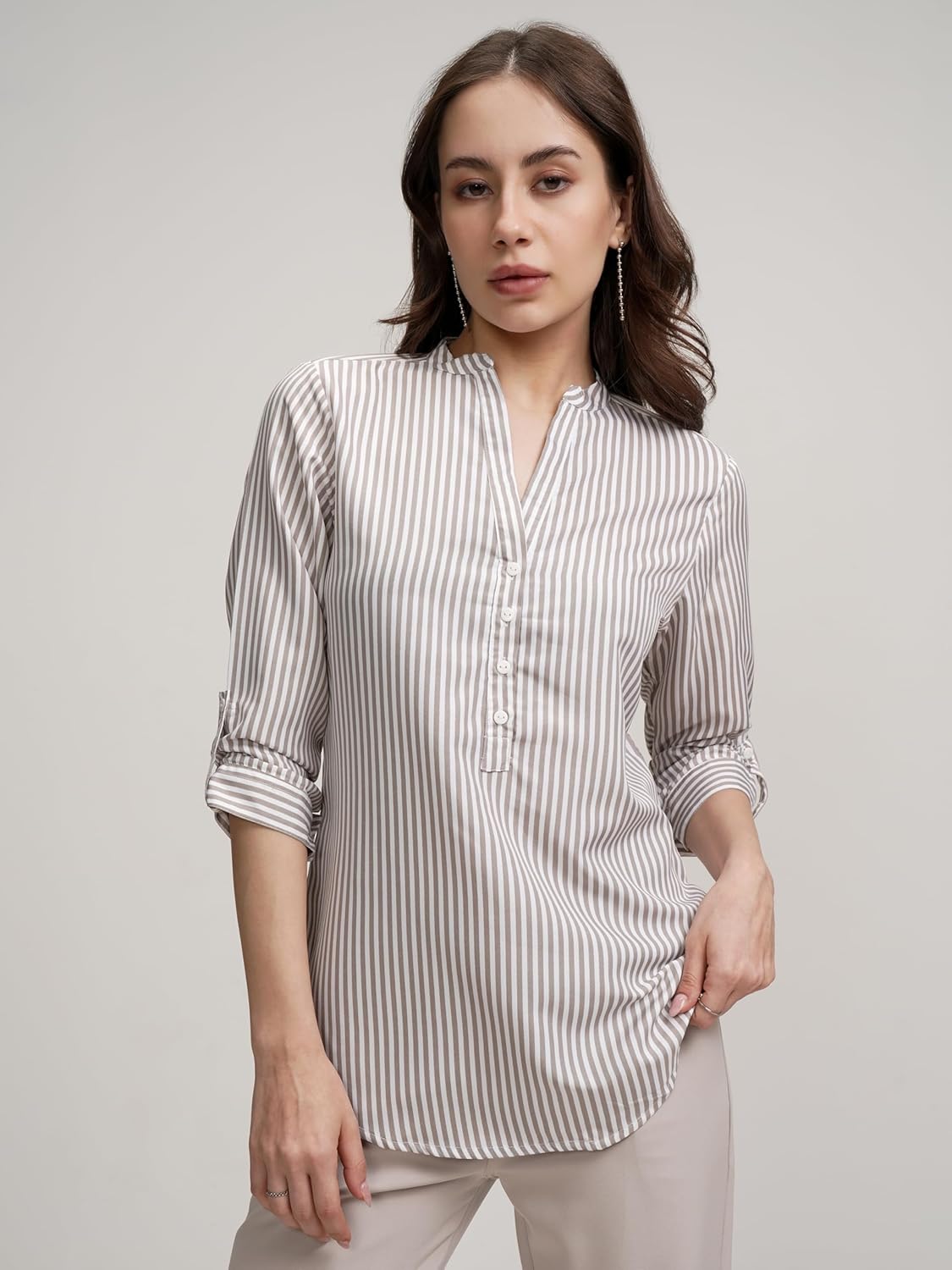 Tokyo Talkies Women's Colorful Striped Shirt-Style Top | Colorful Accents with A Relaxed Yet Structured Fit for A Fresh Look | Tops for Woman | Women Tops | Stylish Top