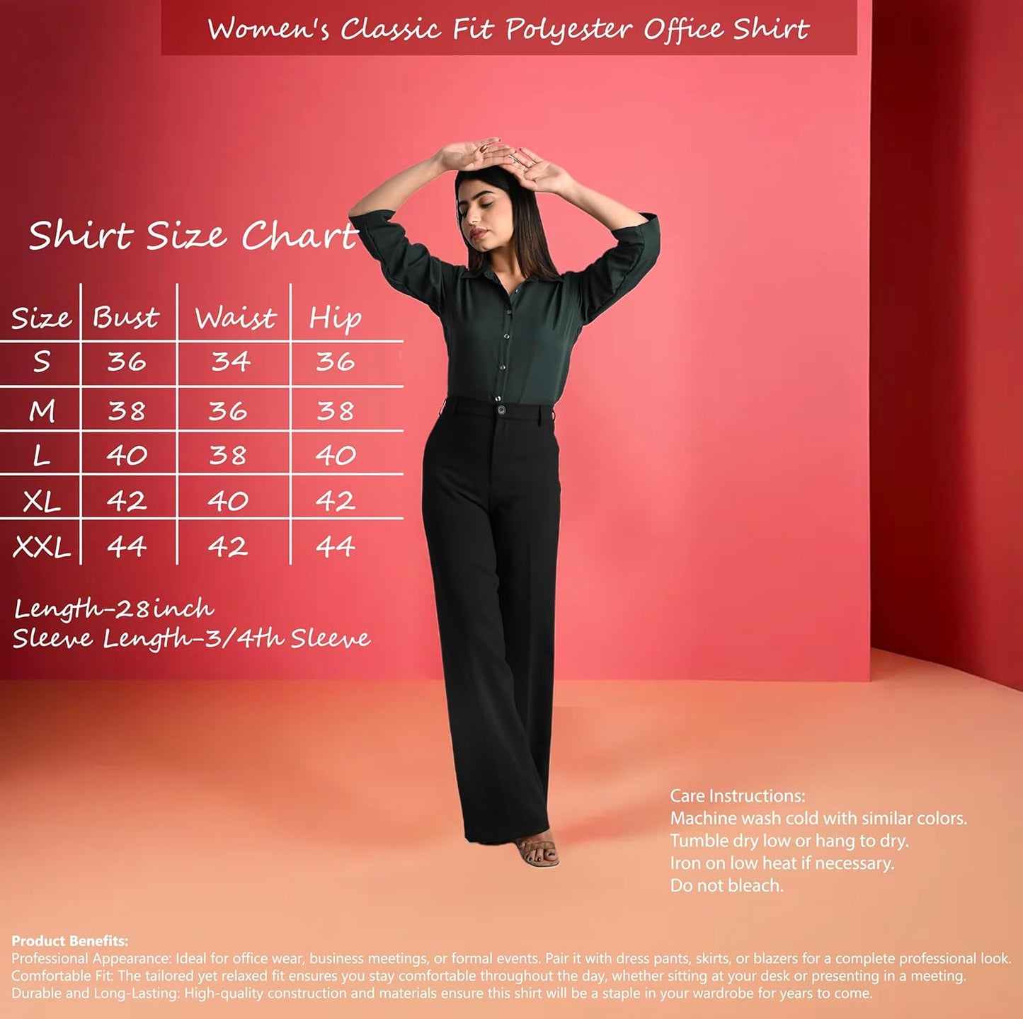 GM SARA Women's Polyester Stylish Regular Fit Button Down Plain Solid Formal Casual Shirts for Women Office Wear