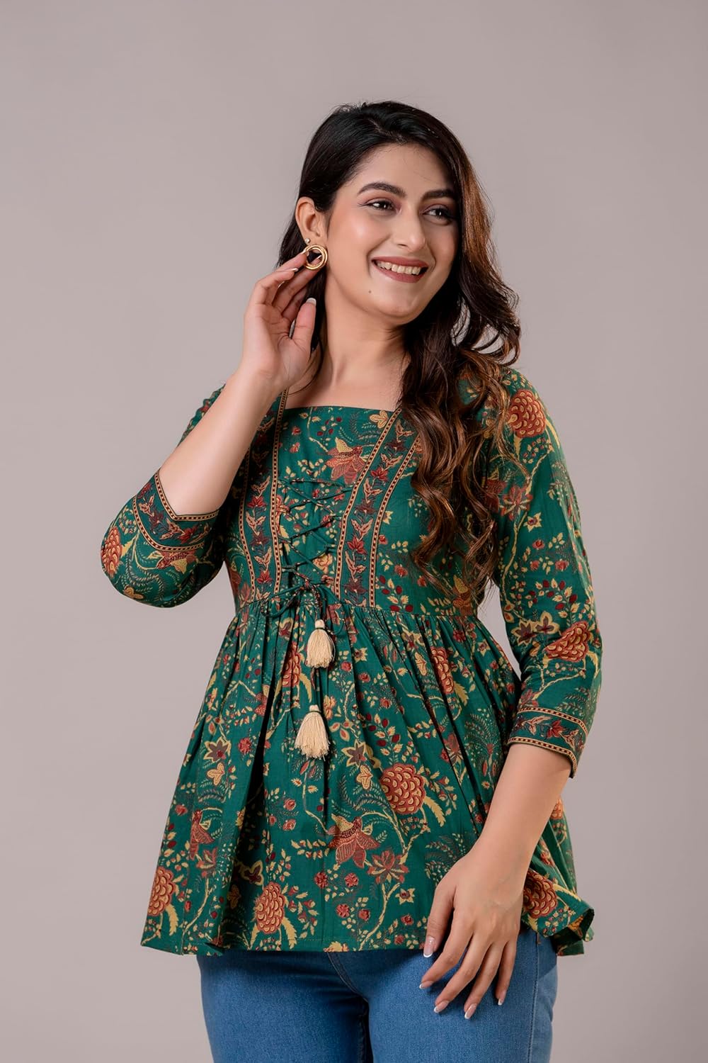 FASHION YANTRA Womens Printed Embroidery Top