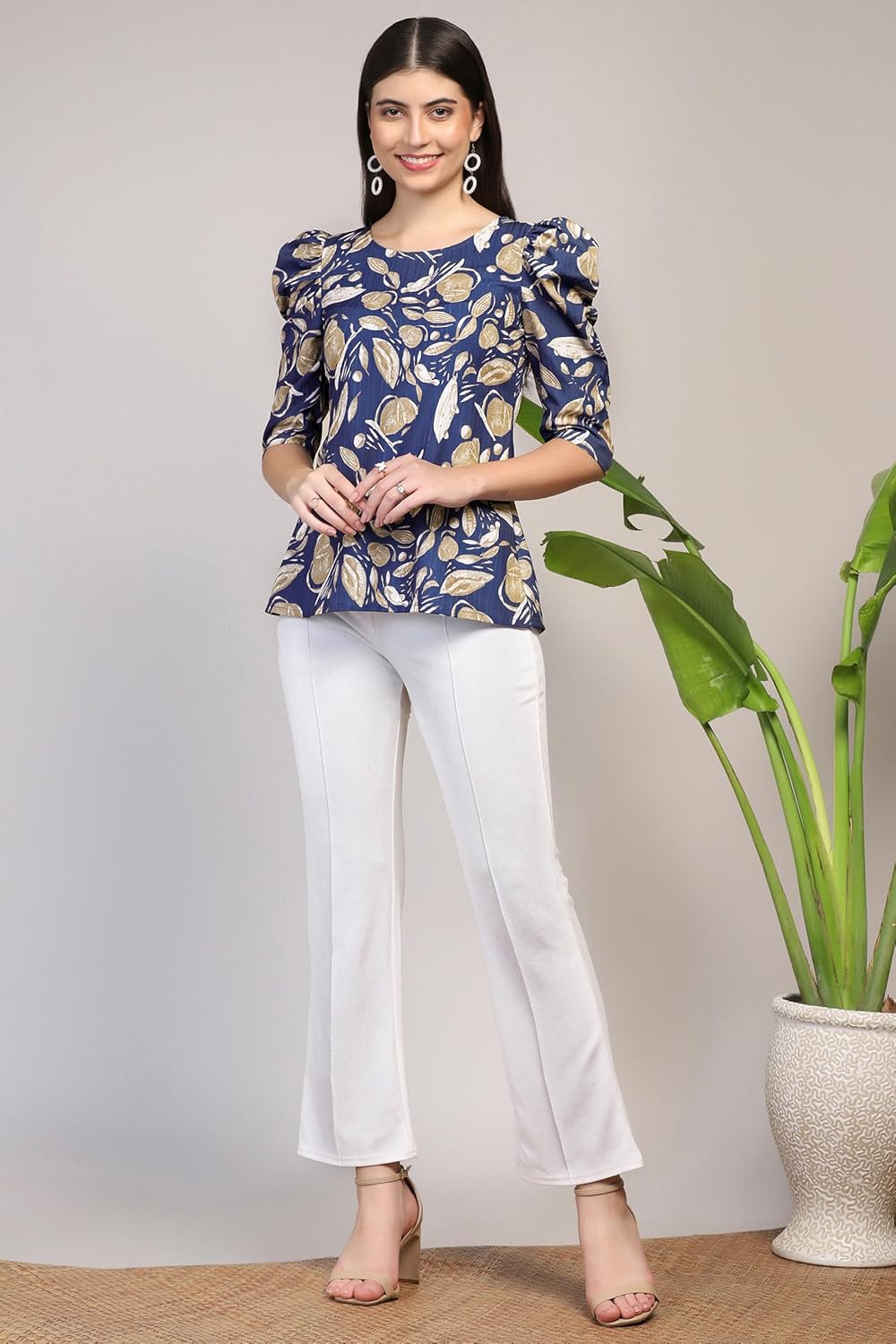 Fashion Dream Woman's Cotton Blend Abstract Printed Regular Fit Top - Casual Stylish Top for Women