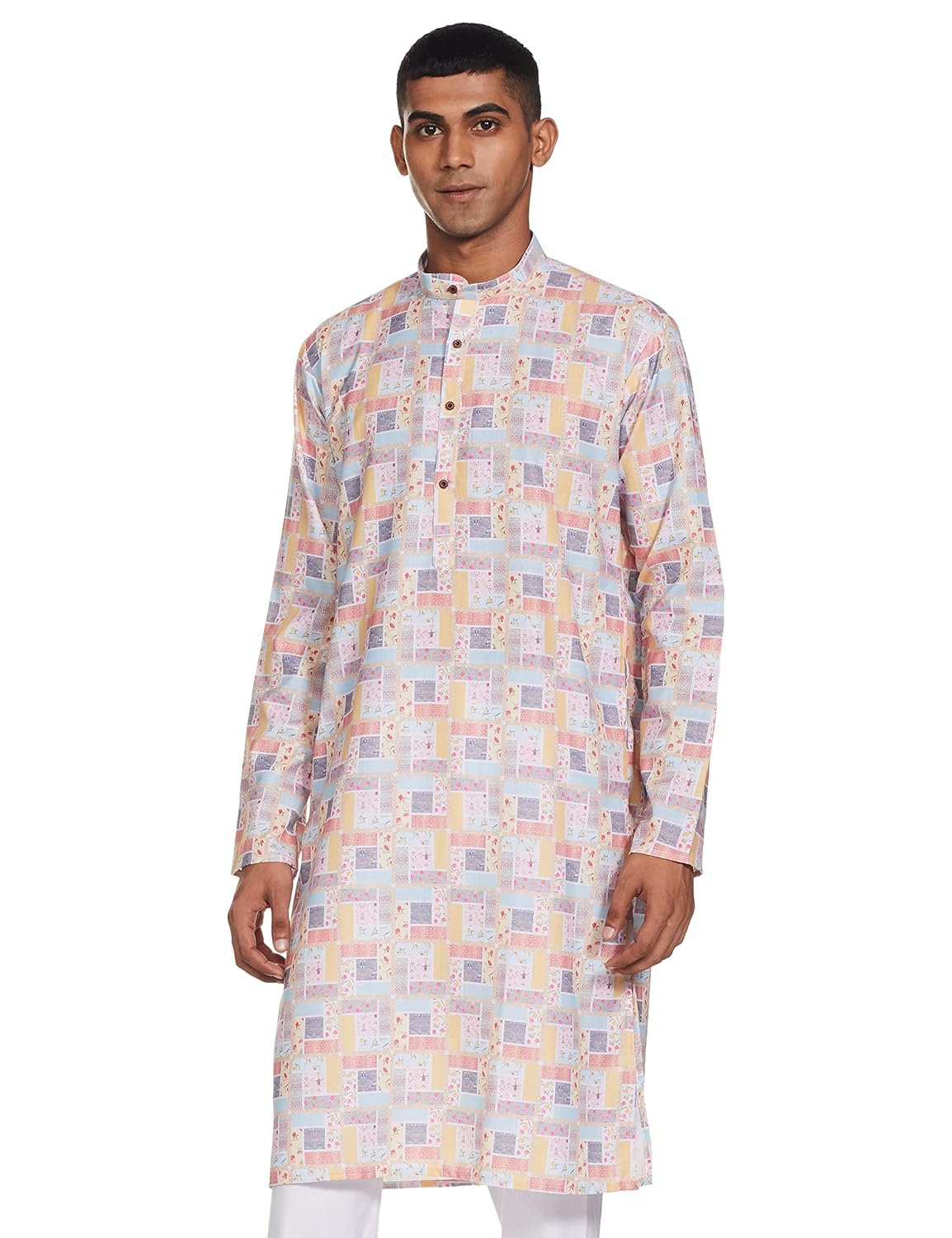 Luxrio Kurta for Men Cotton Blend Long Printed Straight Fit