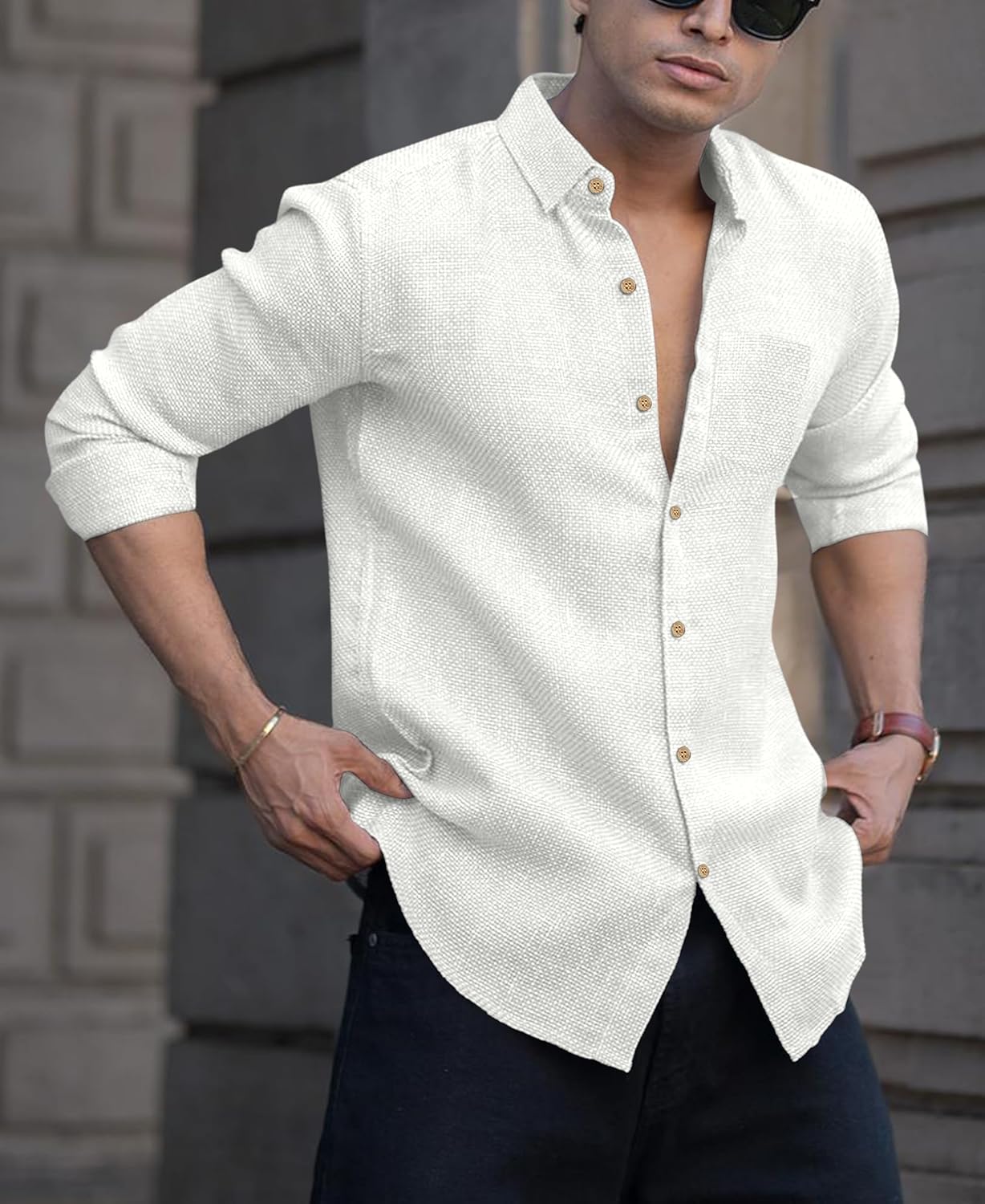 Men's Solid Linen Cotton Shirt | Casual | Plain
