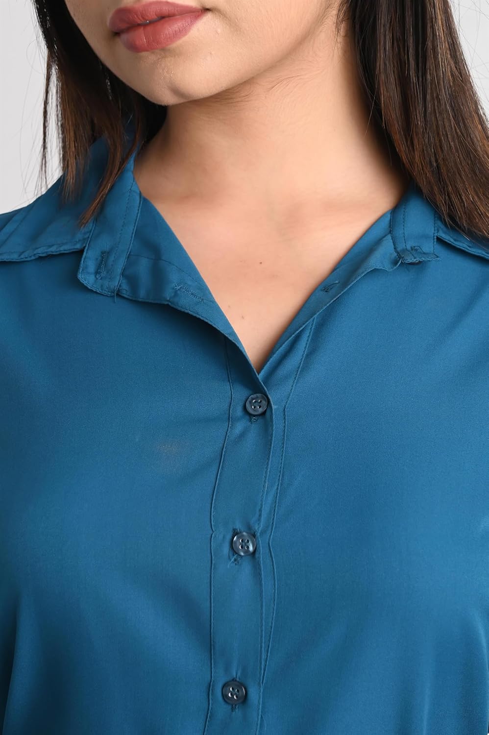 GM SARA Women's Polyester Stylish Regular Fit Button Down Plain Solid Formal Casual Shirts for Women Office Wear